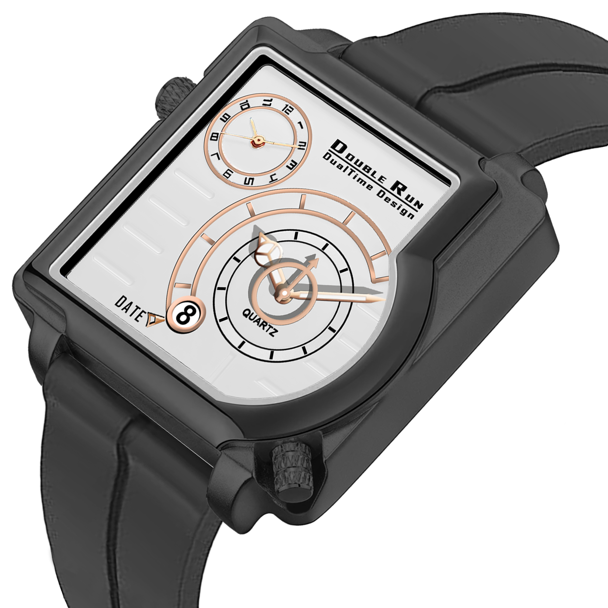 Doublerun DR31056 Dual-Time Analog Watch for Men | Radium Glow, Working Date, Magnetic Buckle | Multiple Dial & Strap Colors