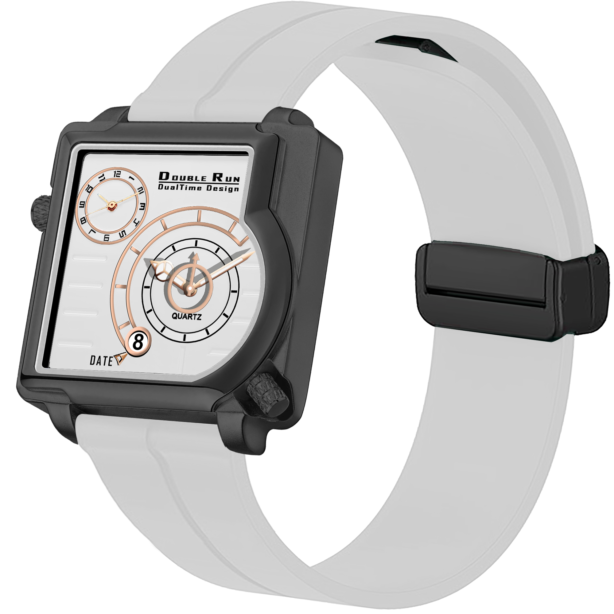 Doublerun DR31057 Dual-Time Analog Watch for Men | Radium Glow, Working Date, Magnetic Buckle | Multiple Dial & Strap Colors