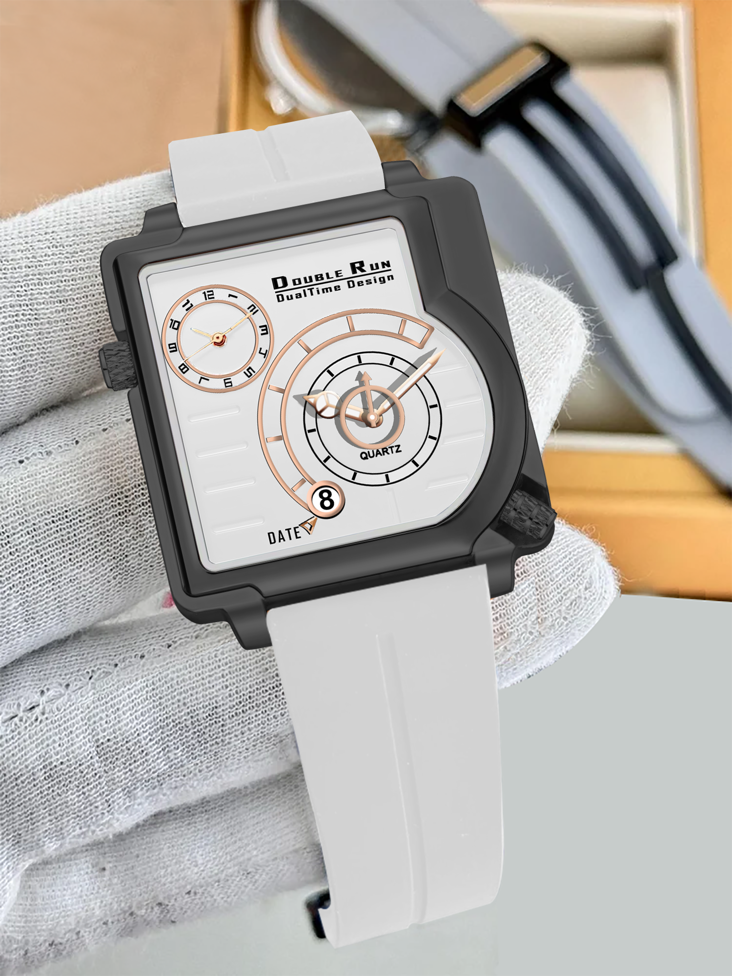 Doublerun DR31057 Dual-Time Analog Watch for Men | Radium Glow, Working Date, Magnetic Buckle | Multiple Dial & Strap Colors