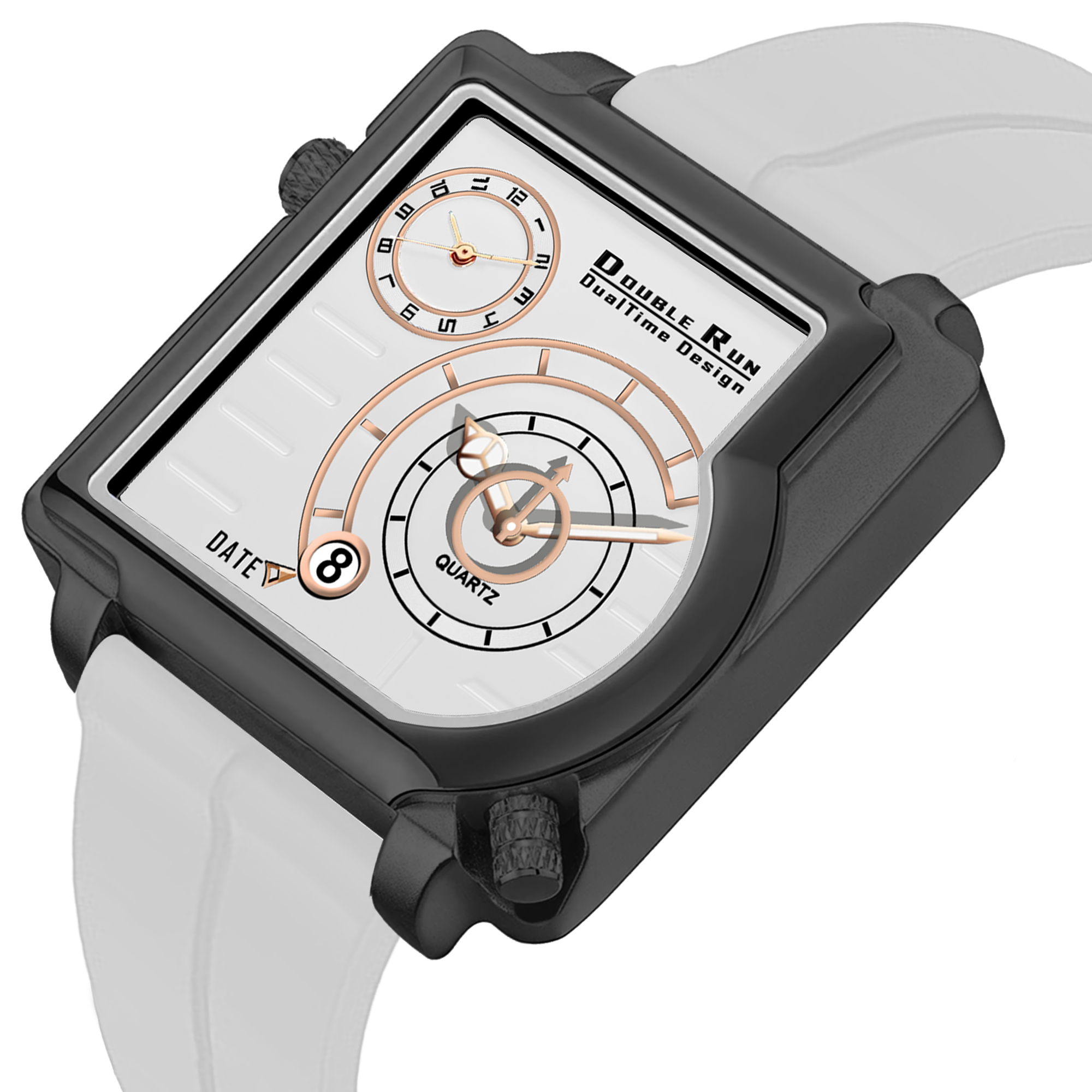 Doublerun DR31057 Dual-Time Analog Watch for Men | Radium Glow, Working Date, Magnetic Buckle | Multiple Dial & Strap Colors