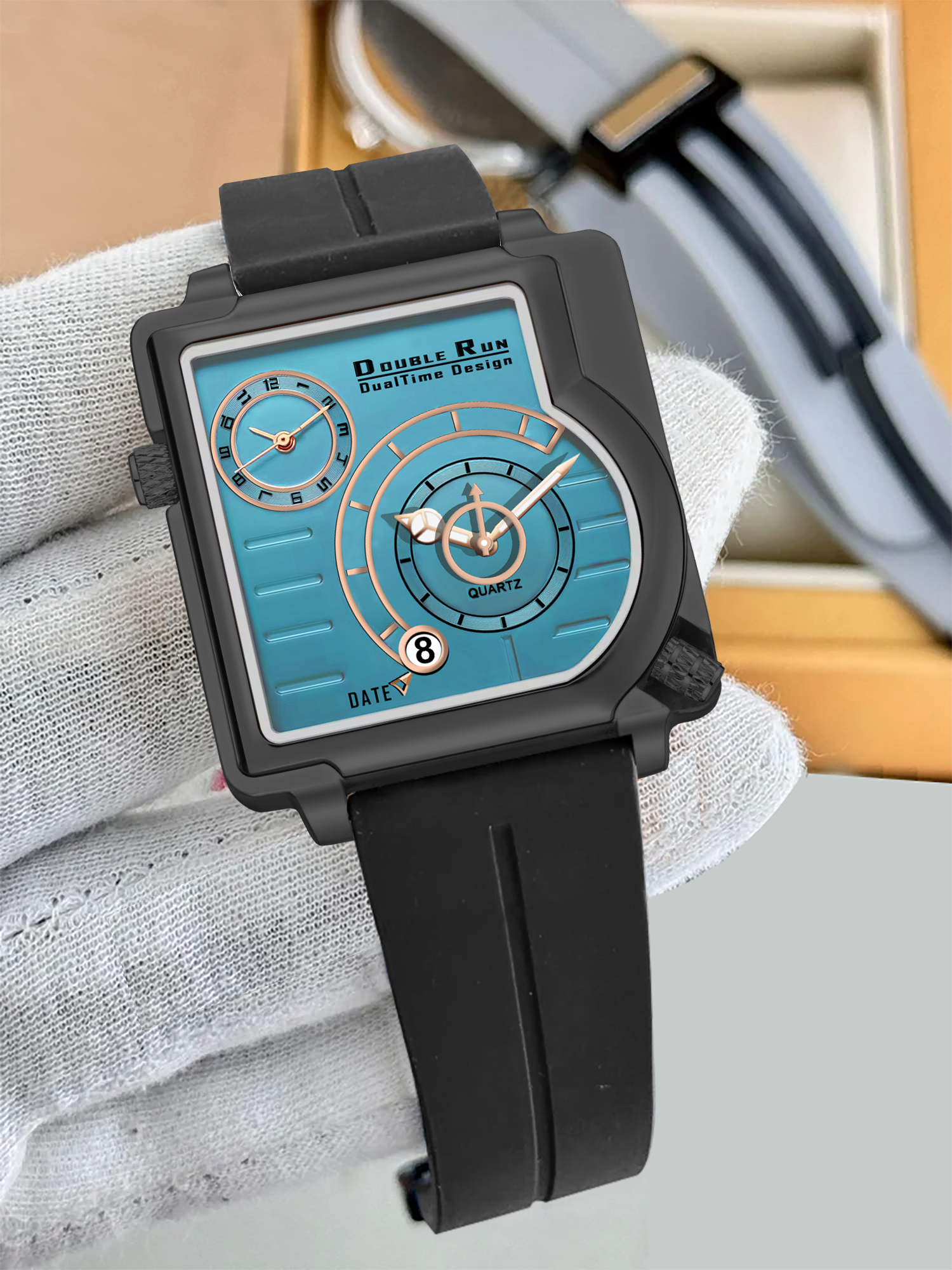 Doublerun DR31058 Dual-Time Analog Watch for Men | Radium Glow, Working Date, Magnetic Buckle | Multiple Dial & Strap Colors