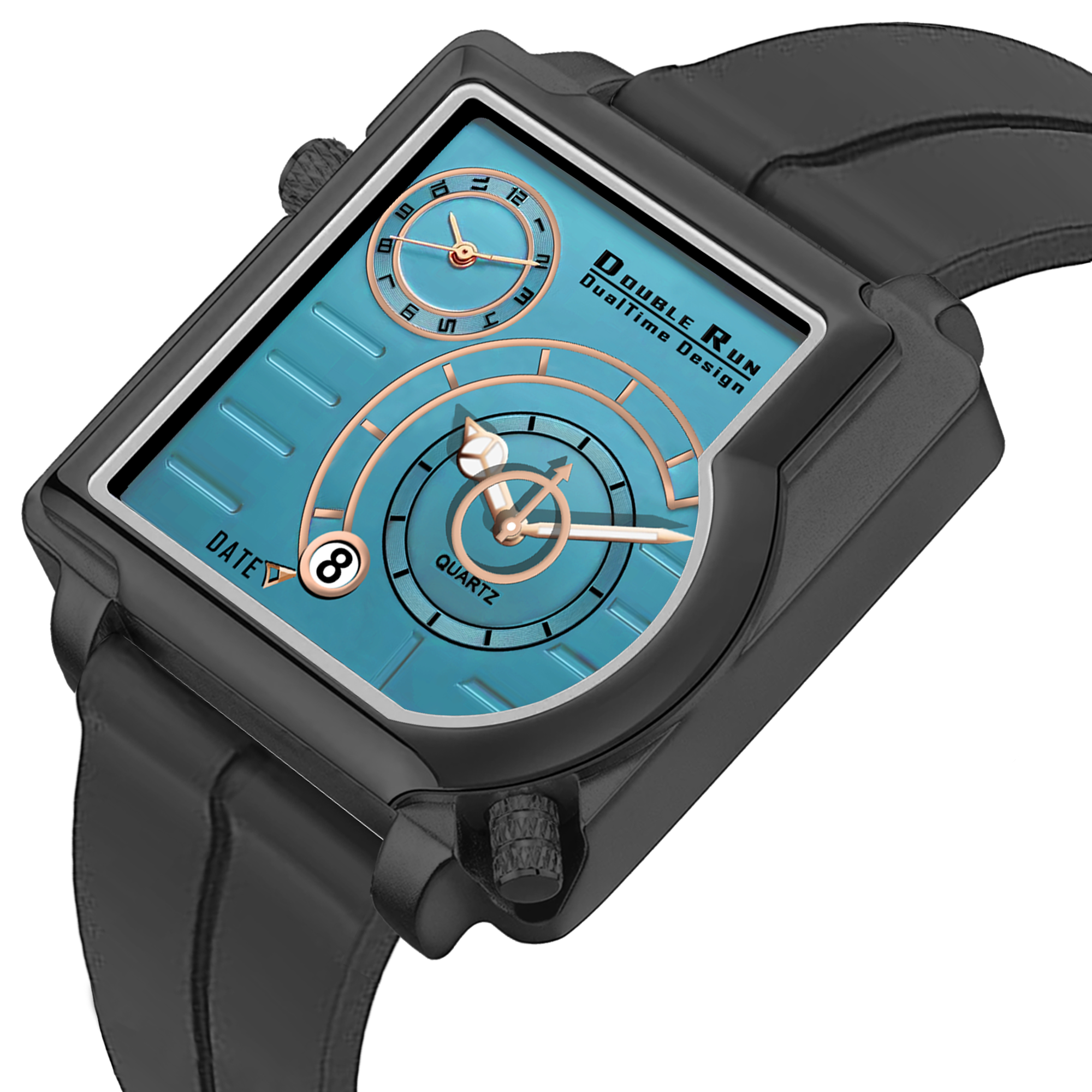 Doublerun DR31058 Dual-Time Analog Watch for Men | Radium Glow, Working Date, Magnetic Buckle | Multiple Dial & Strap Colors