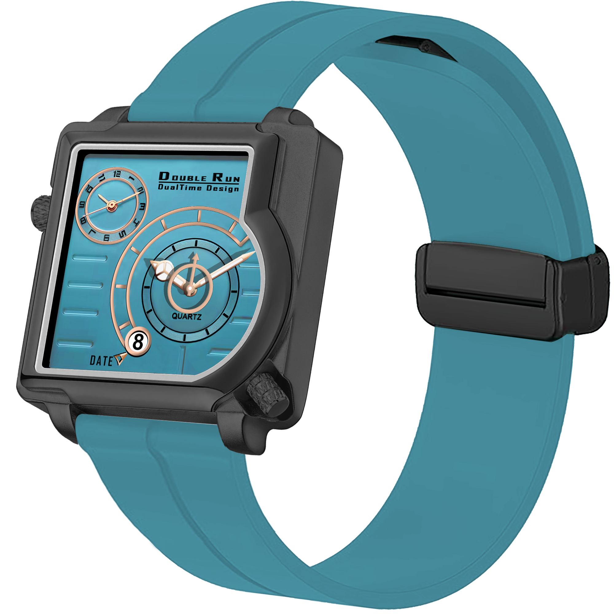 Doublerun DR31059 Dual-Time Analog Watch for Men | Radium Glow, Working Date, Magnetic Buckle | Multiple Dial & Strap Colors