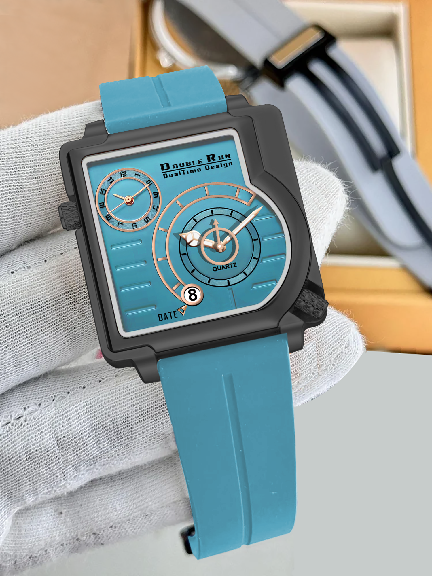 Doublerun DR31059 Dual-Time Analog Watch for Men | Radium Glow, Working Date, Magnetic Buckle | Multiple Dial & Strap Colors