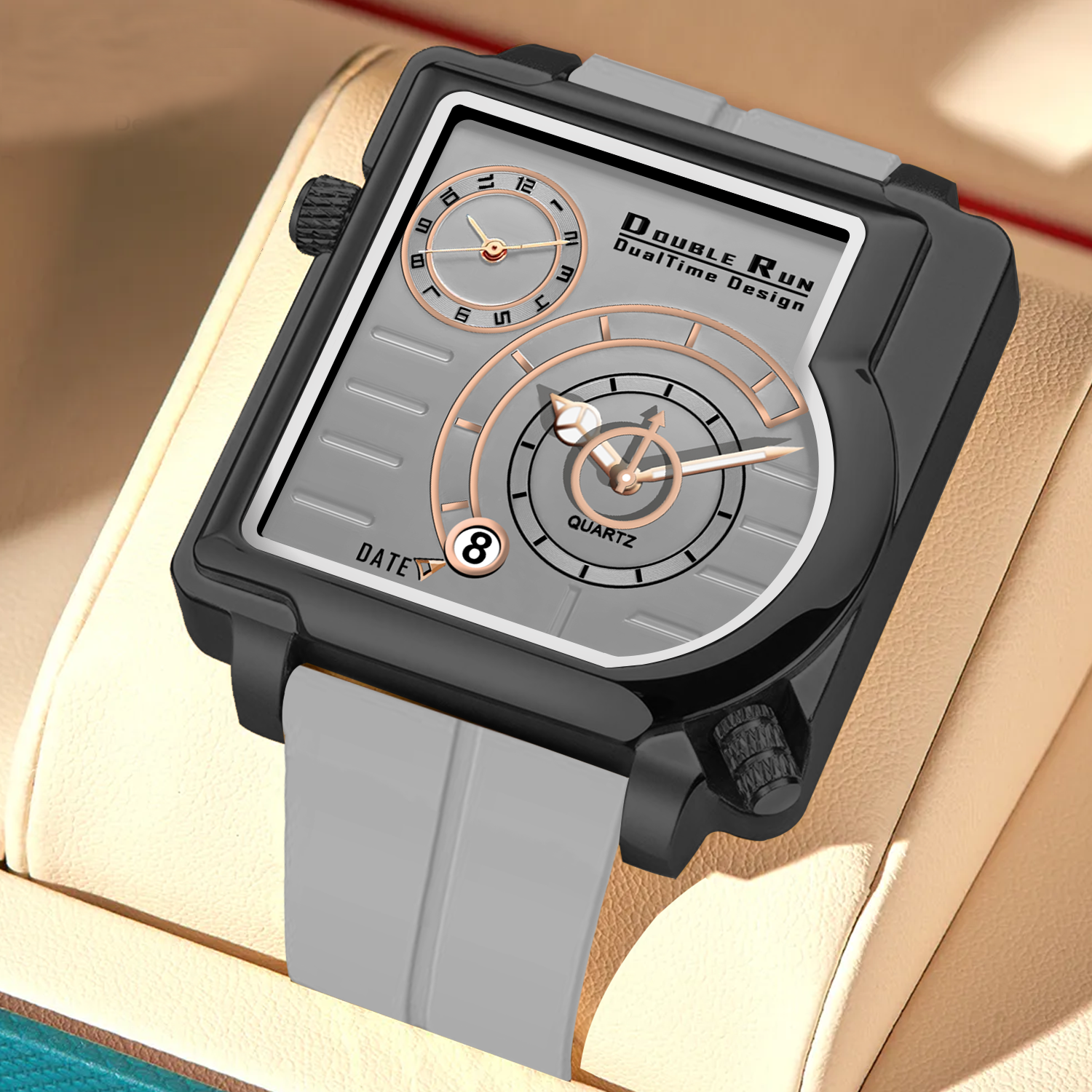 Doublerun DR31061 Dual-Time Analog Watch for Men | Radium Glow, Working Date, Magnetic Buckle | Multiple Dial & Strap Colors