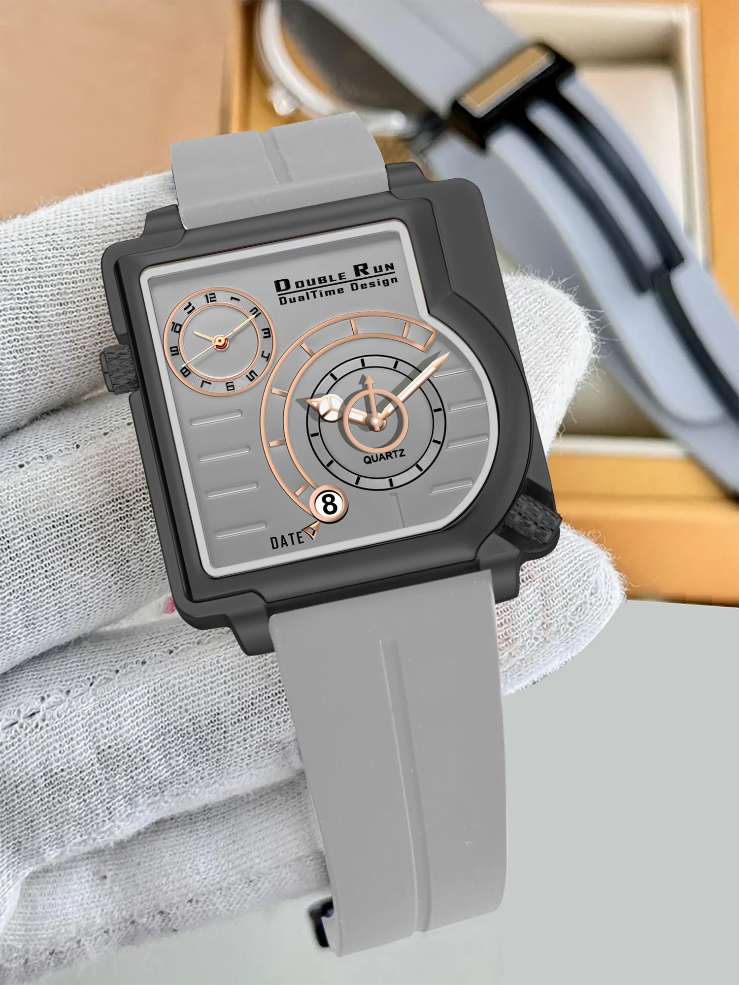 Doublerun DR31061 Dual-Time Analog Watch for Men | Radium Glow, Working Date, Magnetic Buckle | Multiple Dial & Strap Colors