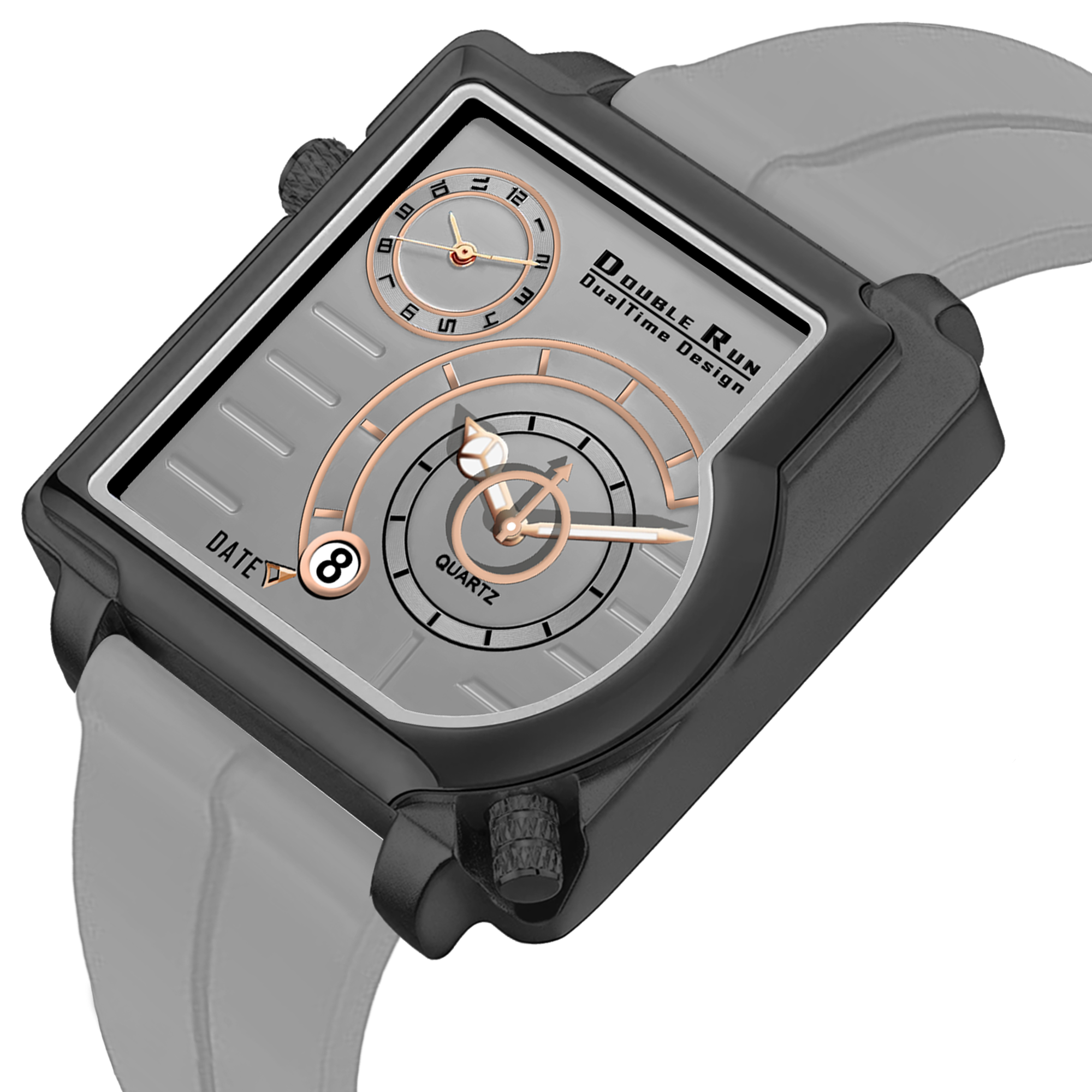 Doublerun DR31061 Dual-Time Analog Watch for Men | Radium Glow, Working Date, Magnetic Buckle | Multiple Dial & Strap Colors