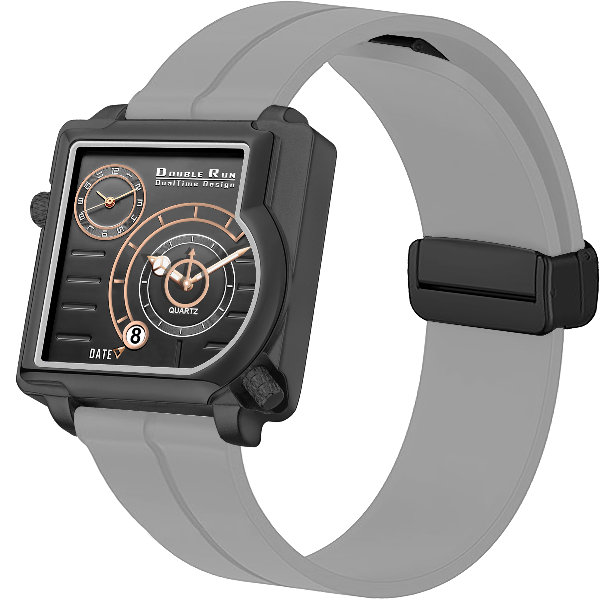 Doublerun DR31065 Dual-Time Analog Watch for Men | Radium Glow, Working Date, Magnetic Buckle | Multiple Dial & Strap Colors