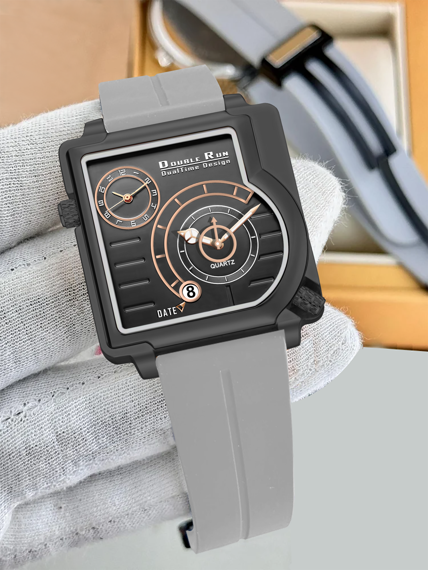 Doublerun DR31065 Dual-Time Analog Watch for Men | Radium Glow, Working Date, Magnetic Buckle | Multiple Dial & Strap Colors