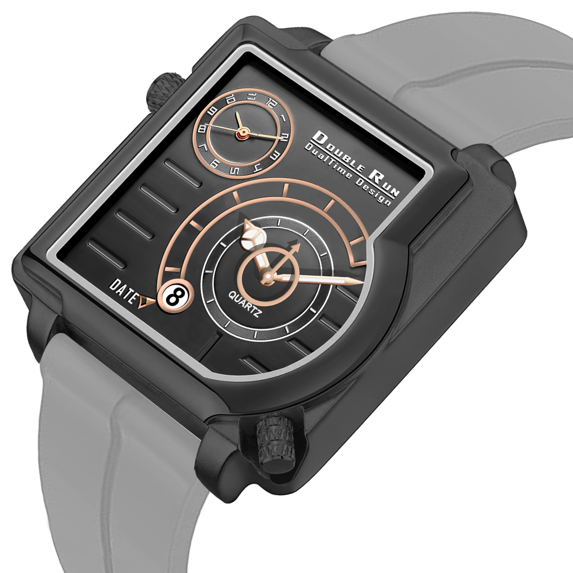 Doublerun DR31065 Dual-Time Analog Watch for Men | Radium Glow, Working Date, Magnetic Buckle | Multiple Dial & Strap Colors