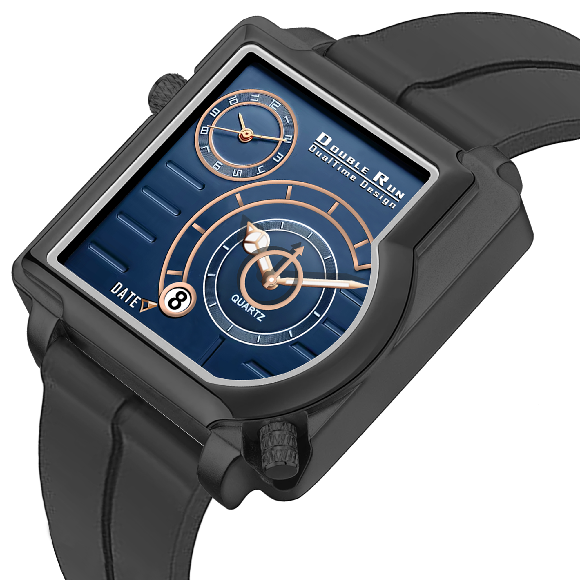 Doublerun DR31068 Dual-Time Analog Watch for Men | Radium Glow, Working Date, Magnetic Buckle | Multiple Dial & Strap Colors