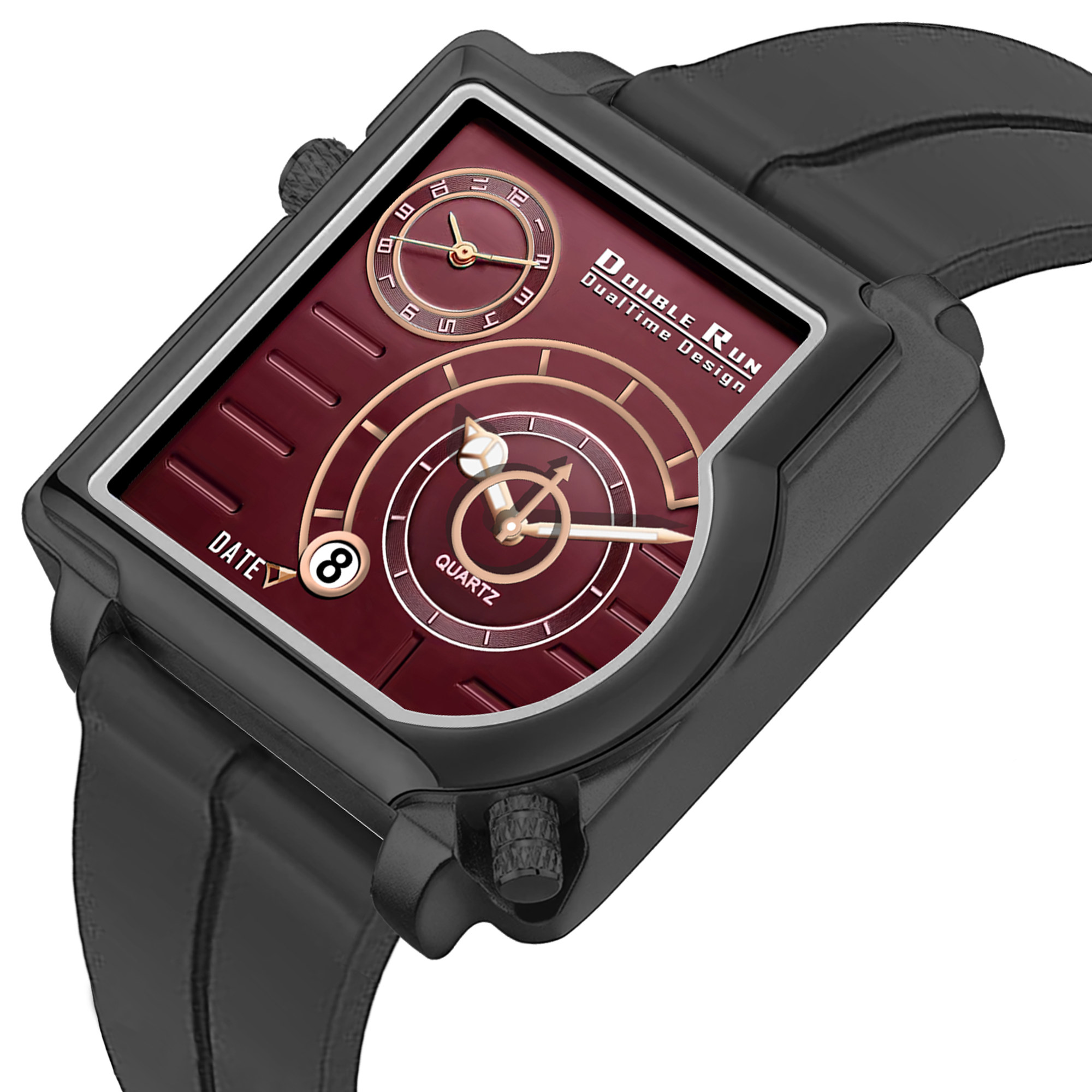 Doublerun DR31069 Dual-Time Analog Watch for Men | Radium Glow, Working Date, Magnetic Buckle | Multiple Dial & Strap Colors