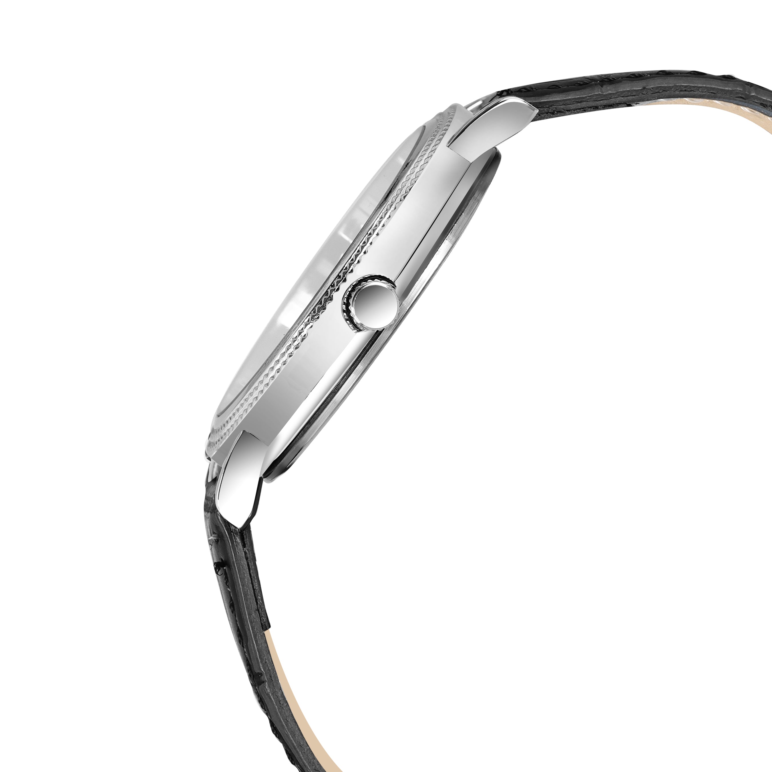 LOREM LR166 Men’s Lightweight Chronograph Watch with Roman Numerals & Faux Leather Strap