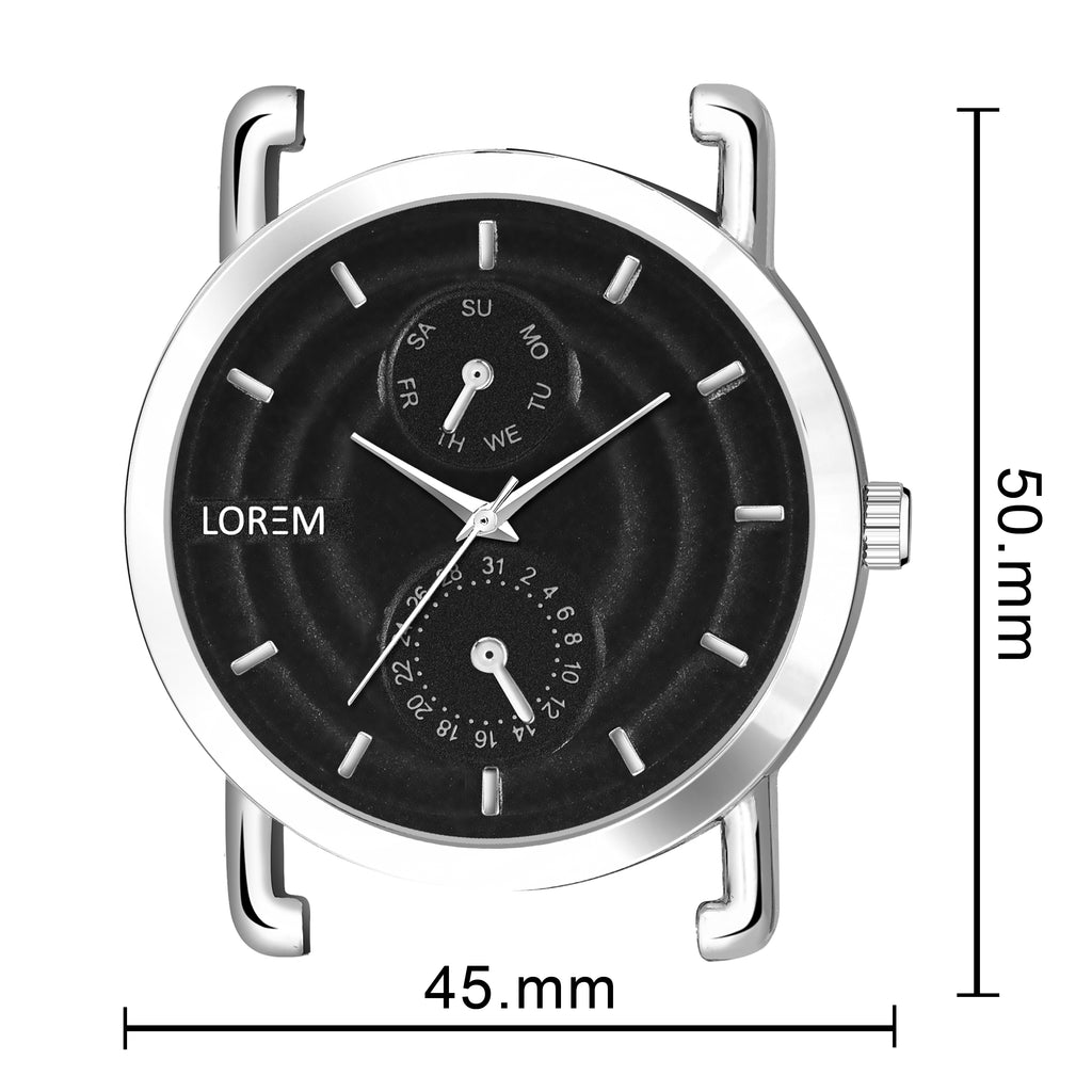 LOREM LR120 Men’s Stainless Steel Wrist Watch with Brass Hydraulic Dial, Day & Date Function.