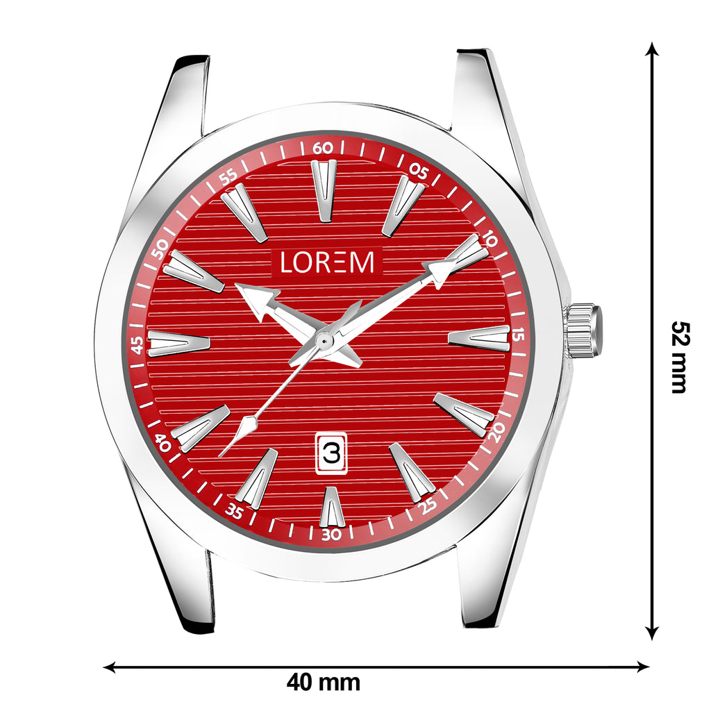 LOREM LR151 Men’s Stainless Steel Watch with Brass Dial & Date Function