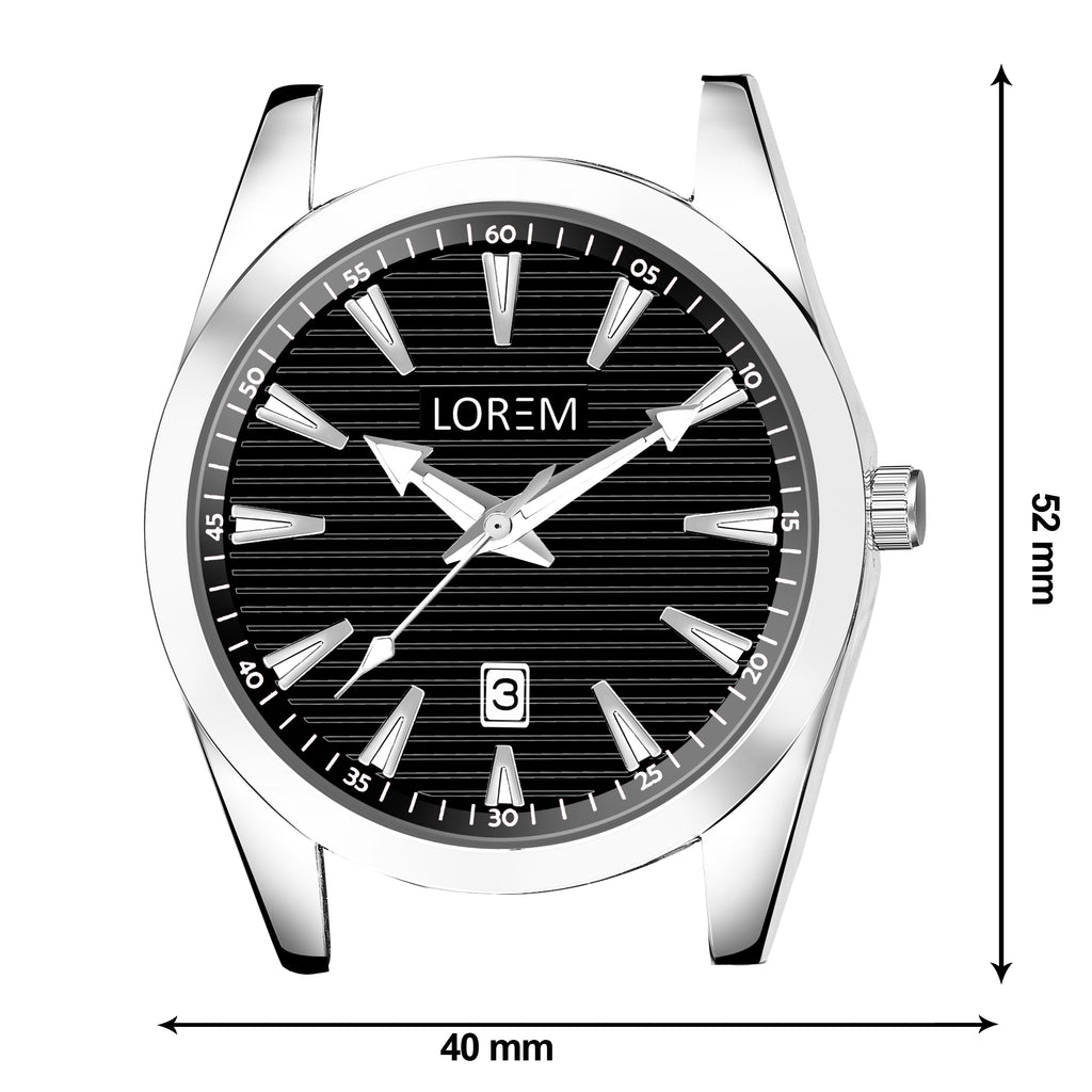 LOREM LR148 Men’s Stainless Steel Watch with Brass Dial & Date Function