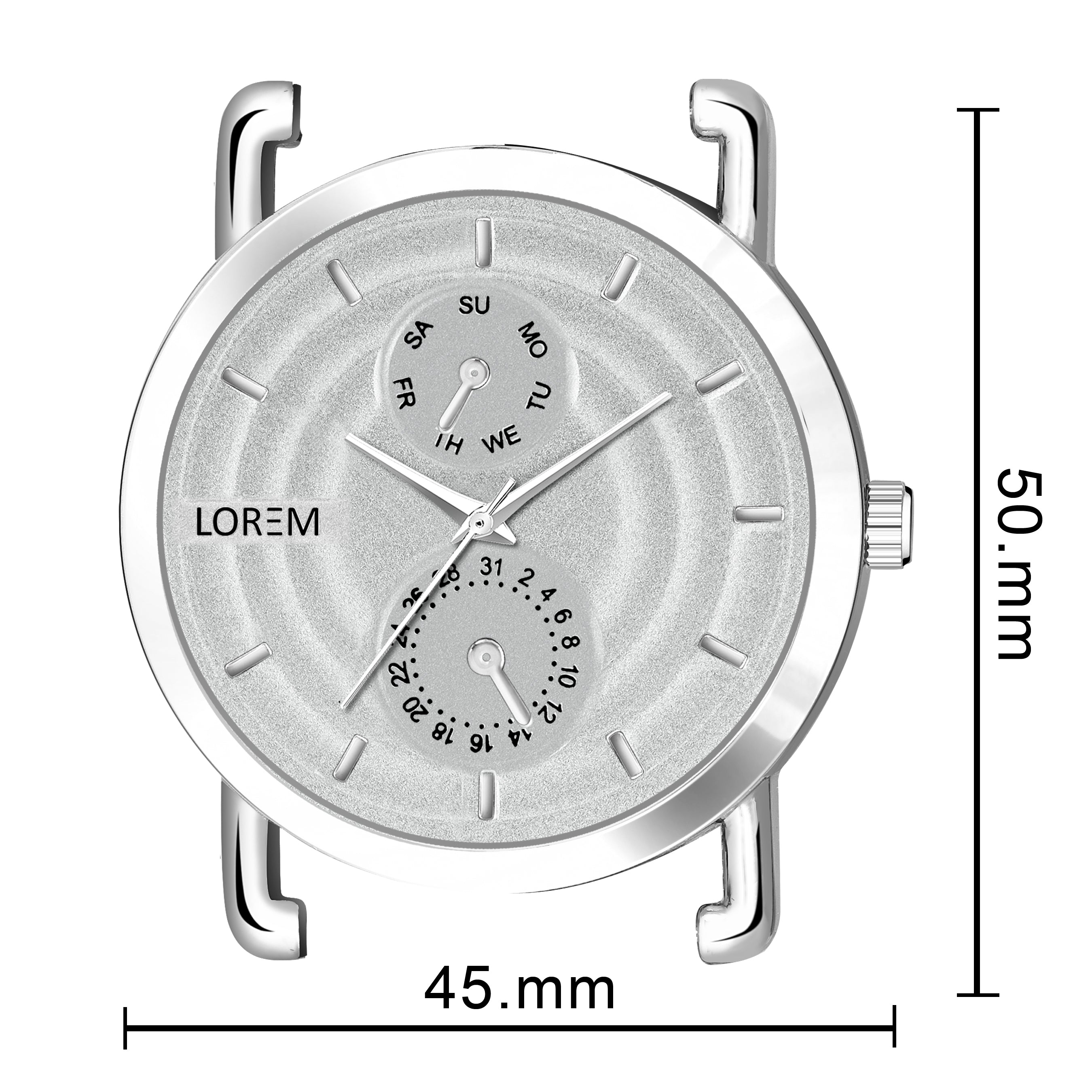LOREM LR124 Men’s Stainless Steel Wrist Watch with Brass Hydraulic Dial, Day & Date Function.