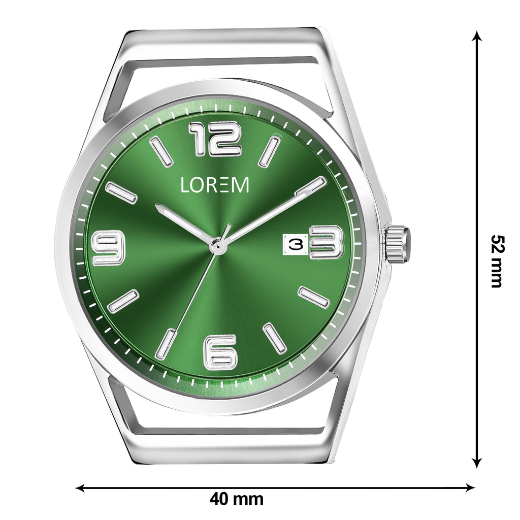 LOREM LR155 Men’s Stainless Steel Watch with Brass Dial & Date Function