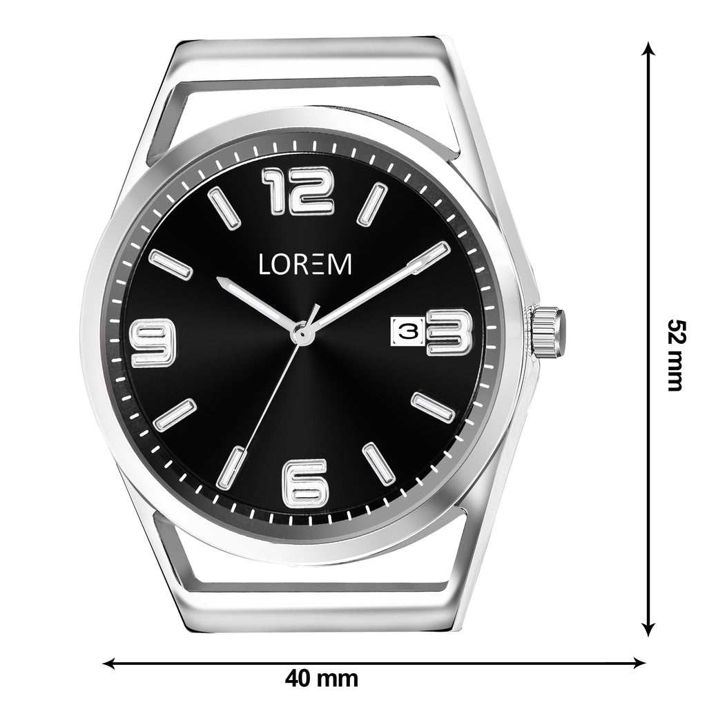 LOREM LR153 Men’s Stainless Steel Watch with Brass Dial & Date Function