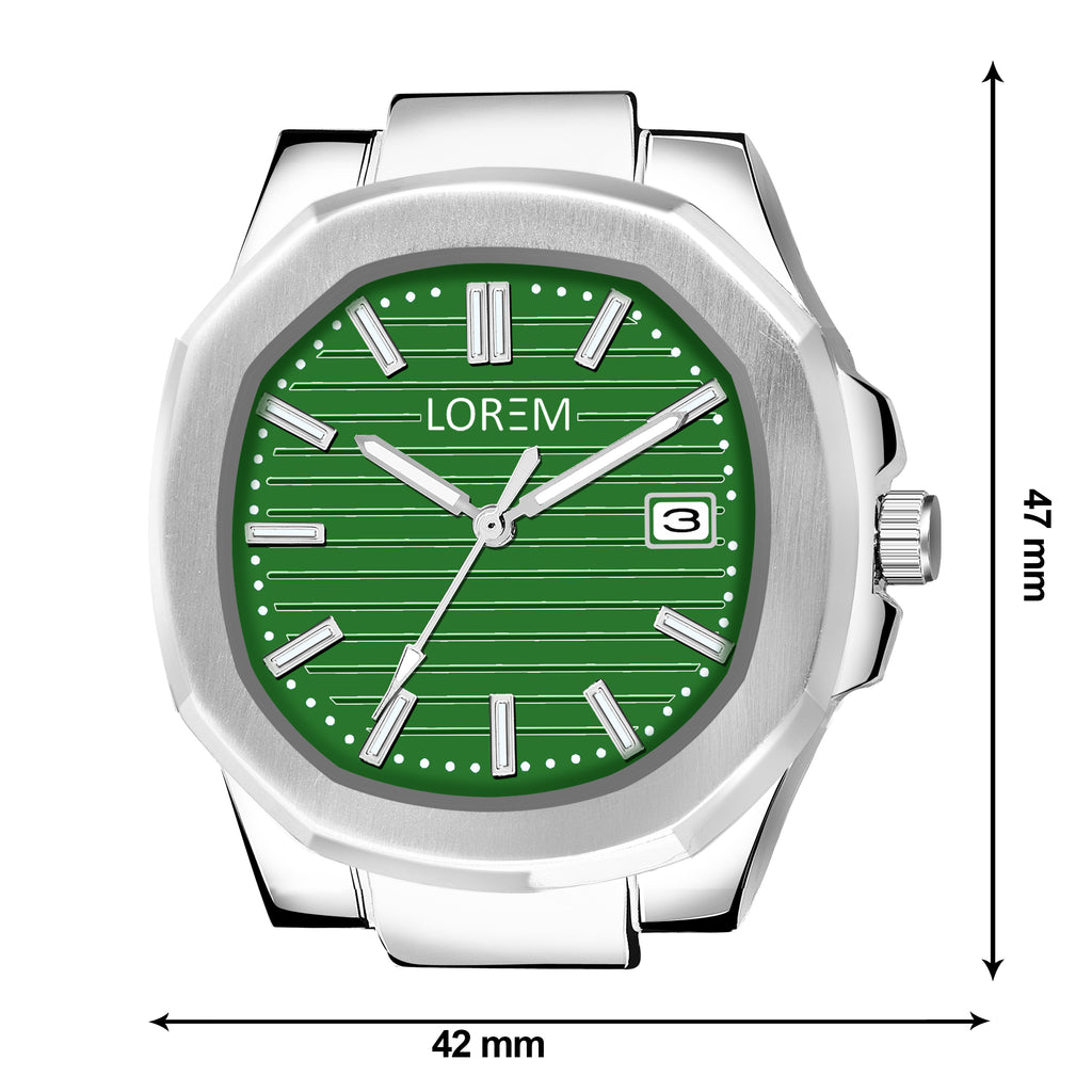 LOREM LR146 Men’s Stainless Steel Wrist Watch with Brass Dial, Date Function