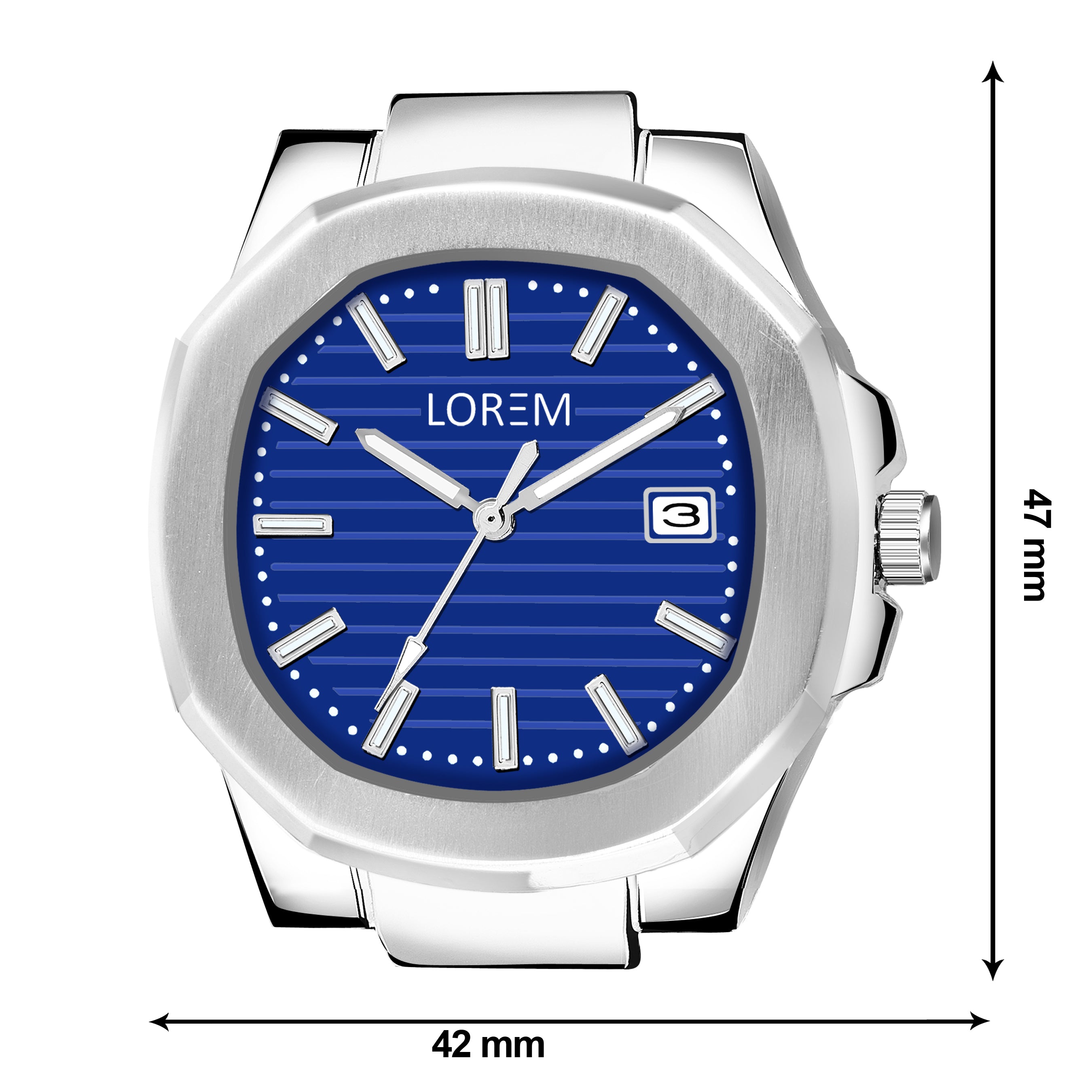 LOREM LR145 Men’s Stainless Steel Wrist Watch with Brass Dial, Date Function