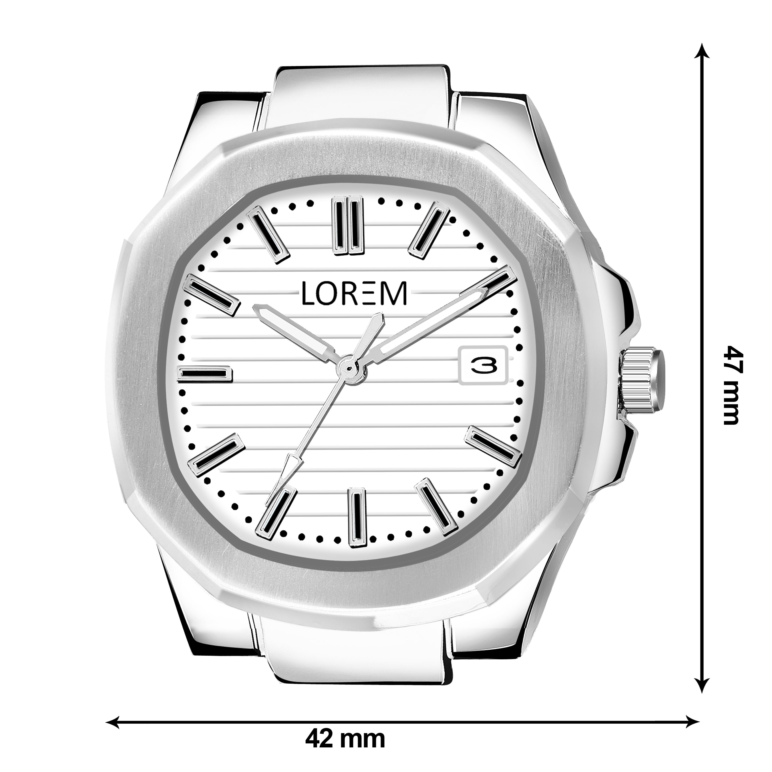 LOREM LR147 Men’s Stainless Steel Wrist Watch with Brass Dial, Date Function