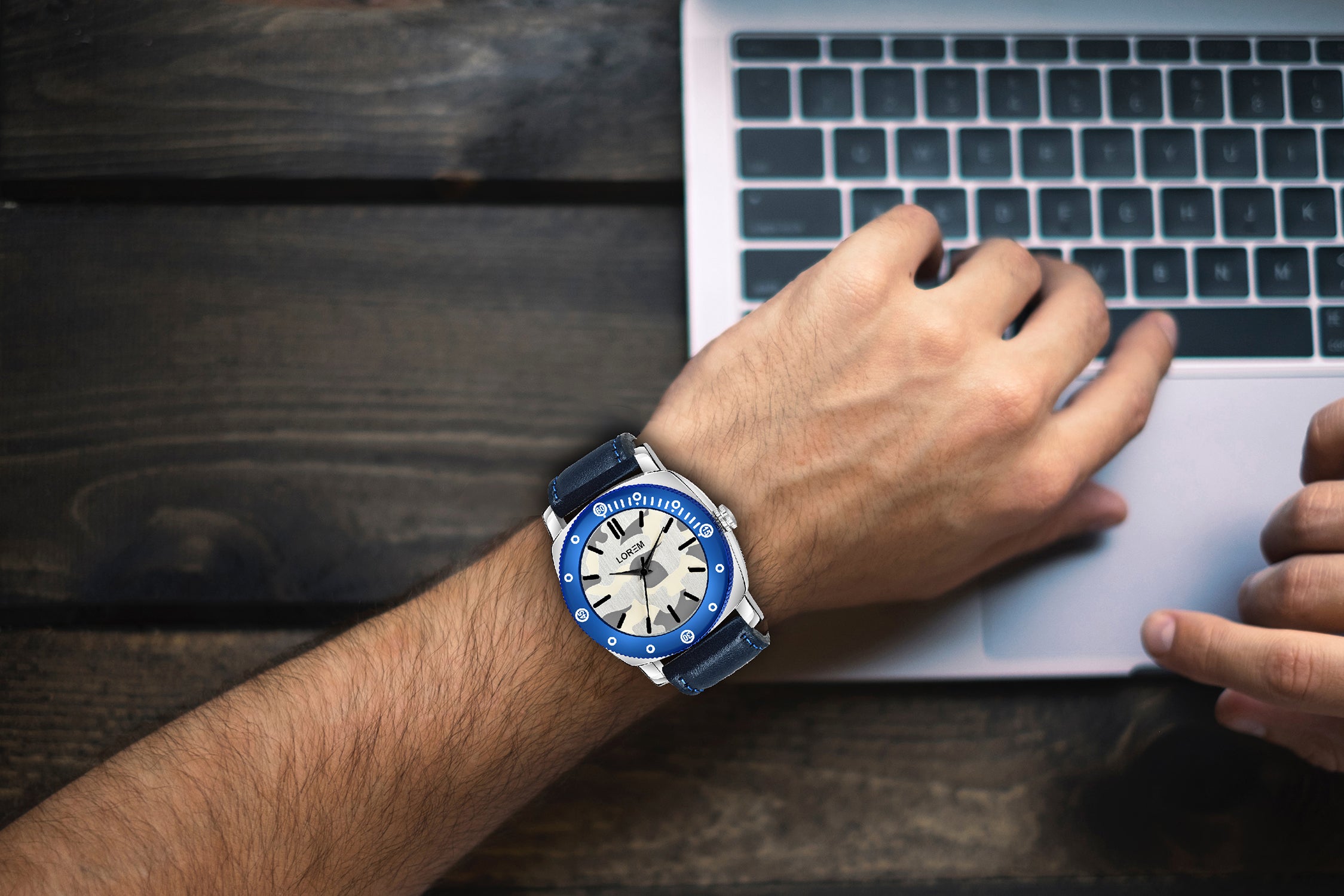 LOREM LR54 Professional Office Watch for Men with Faux Leather Strap & Brass Dial