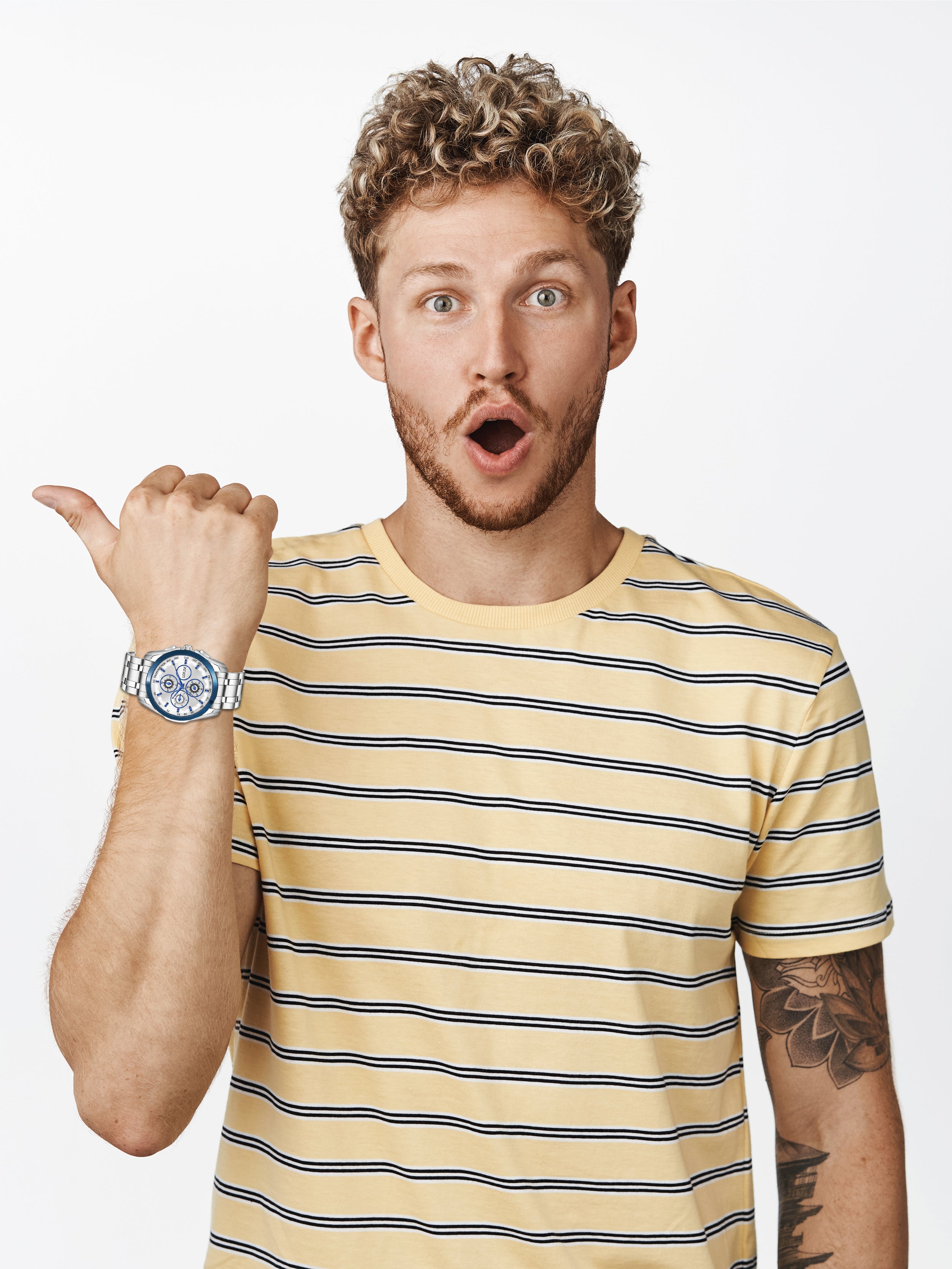 LOREM LR117 Men’s Stainless Steel Wrist Watch with brass dial