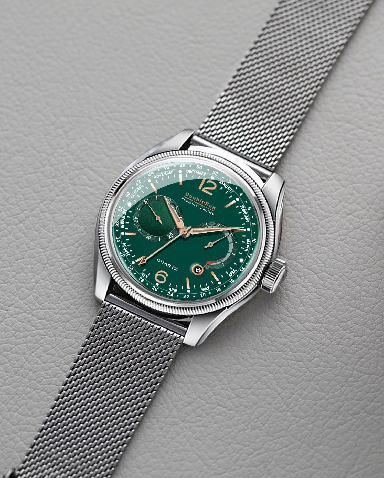 Doublerun DR8001 Men’s Wrist Watch with 3D Glass, Stainless Steel Strap & Multi-Functional Dial