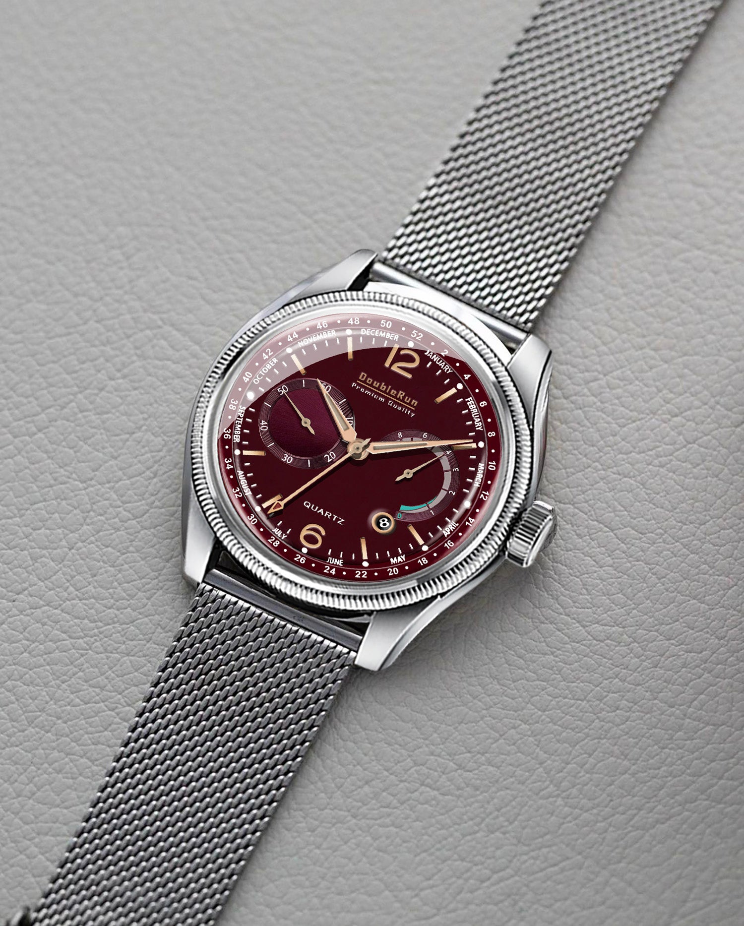 Doublerun DR8002 Men’s Wrist Watch with 3D Glass, Stainless Steel Strap & Multi-Functional Dial