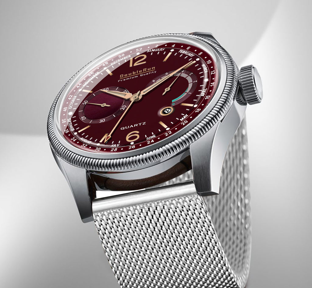 Doublerun DR8002 Men’s Wrist Watch with 3D Glass, Stainless Steel Strap & Multi-Functional Dial
