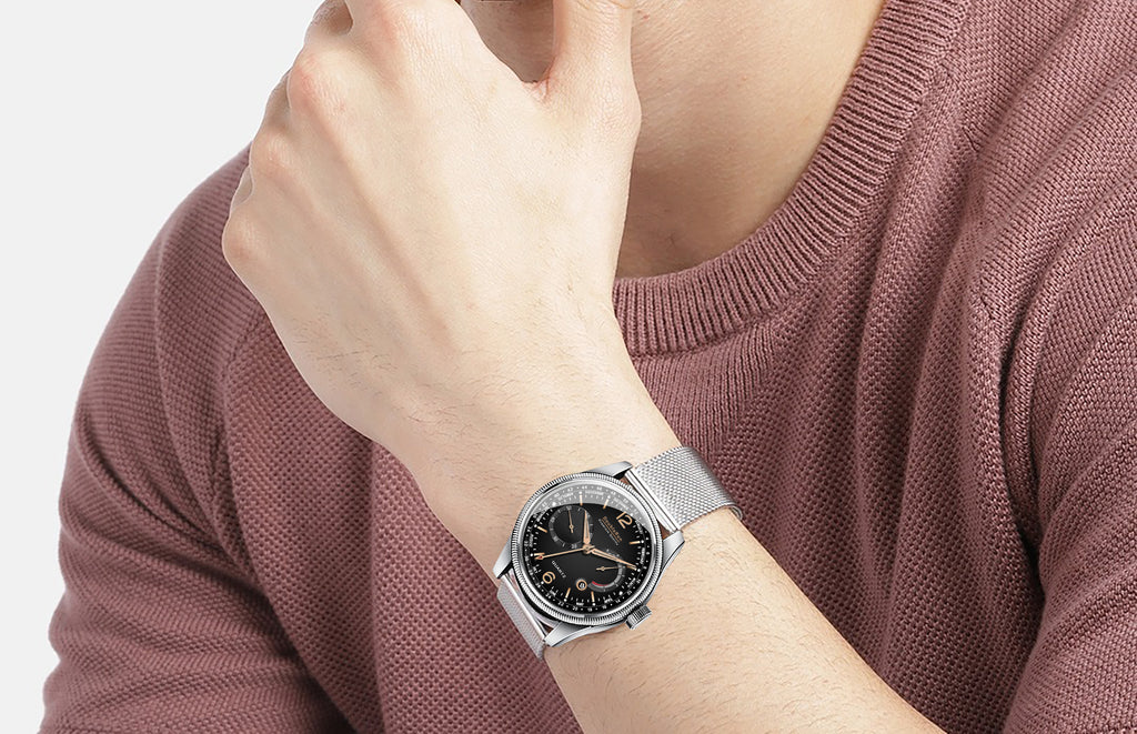 Doublerun DR8003 Men’s Wrist Watch with 3D Glass, Stainless Steel Strap & Multi-Functional Dial