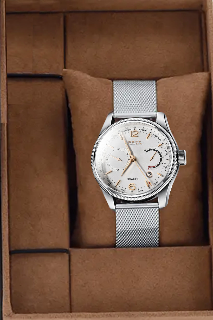 Doublerun DR8005 Men’s Wrist Watch with 3D Glass, Stainless Steel Strap & Multi-Functional Dial