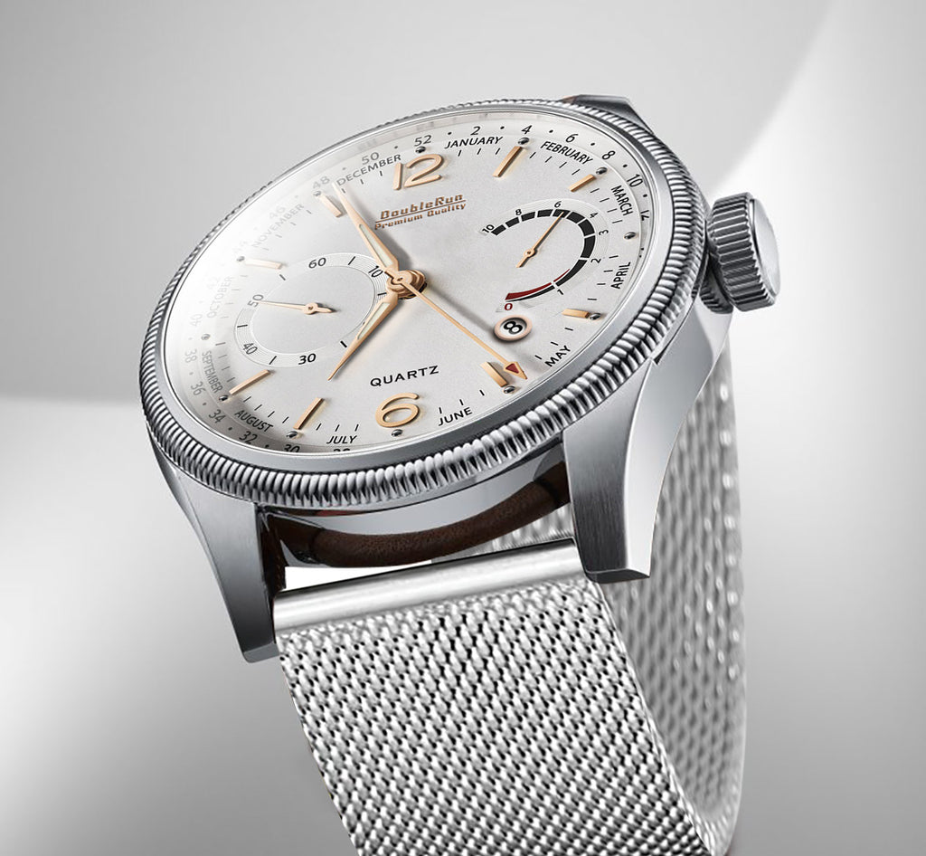 Doublerun DR8005 Men’s Wrist Watch with 3D Glass, Stainless Steel Strap & Multi-Functional Dial