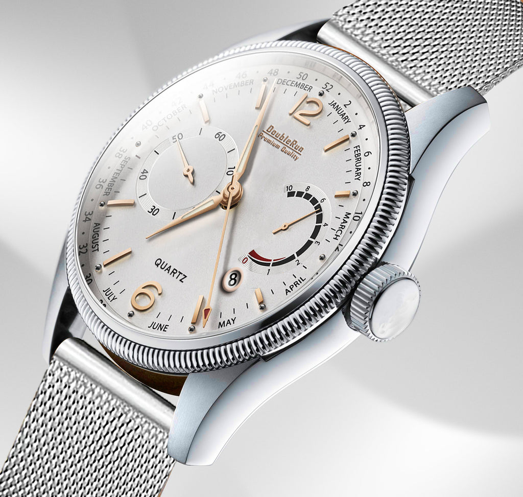 Doublerun DR8005 Men’s Wrist Watch with 3D Glass, Stainless Steel Strap & Multi-Functional Dial