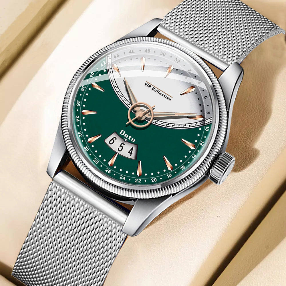 Doublerun DR9001 Men’s Wrist Watch with 3D Glass, Stainless Steel Strap & Unique Date Display