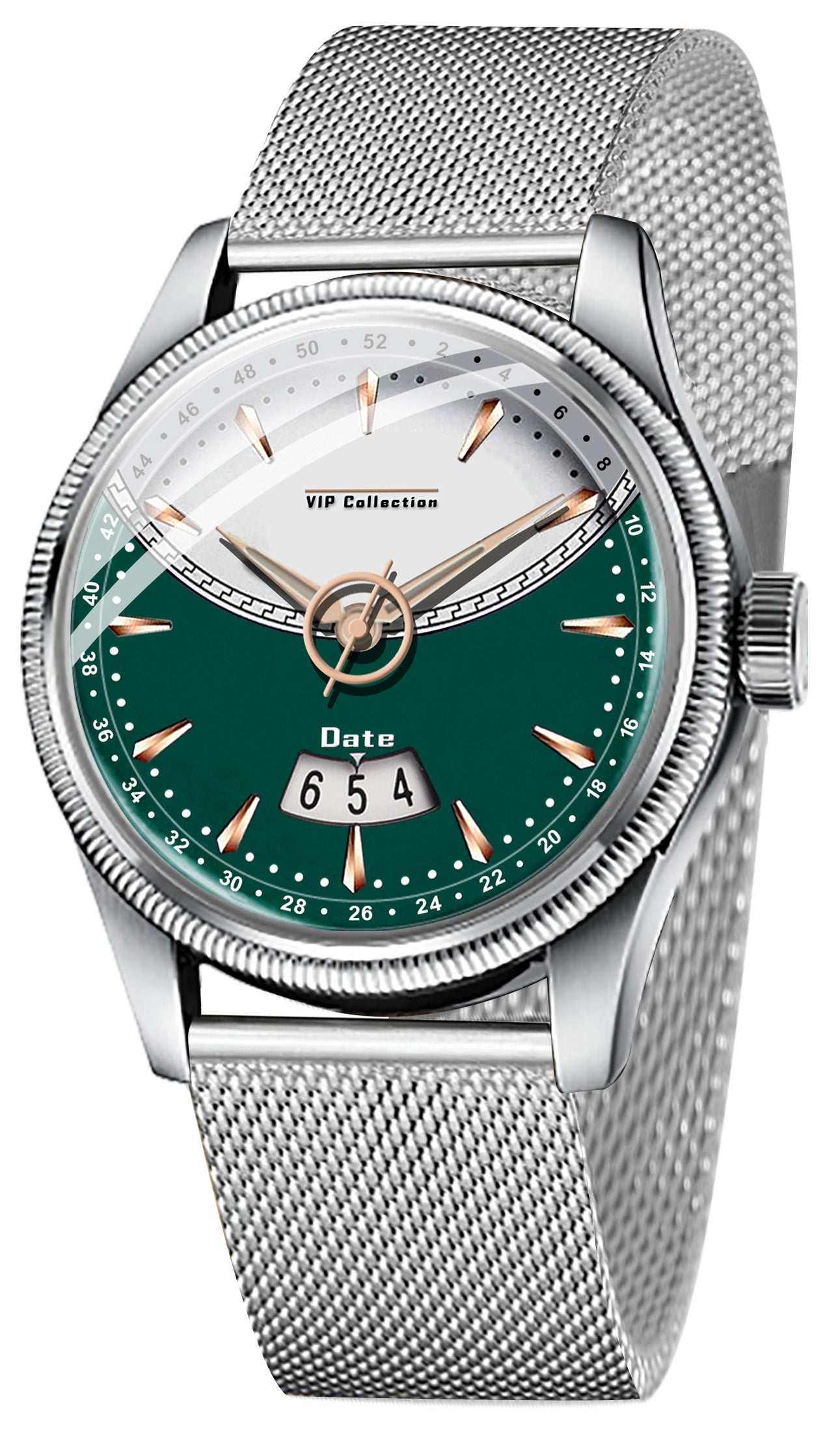 Doublerun DR9001 Men’s Wrist Watch with 3D Glass, Stainless Steel Strap & Unique Date Display