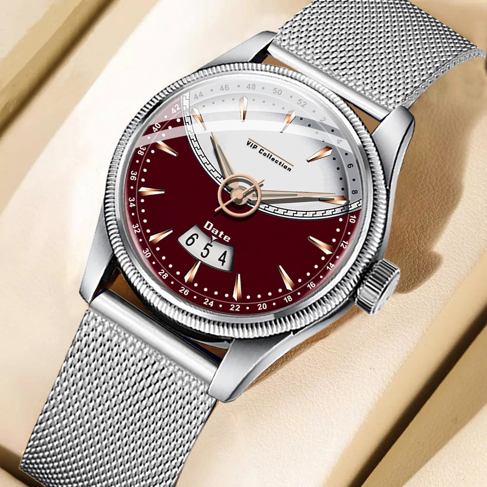 Doublerun DR9002 Men’s Wrist Watch with 3D Glass, Stainless Steel Strap & Unique Date Display