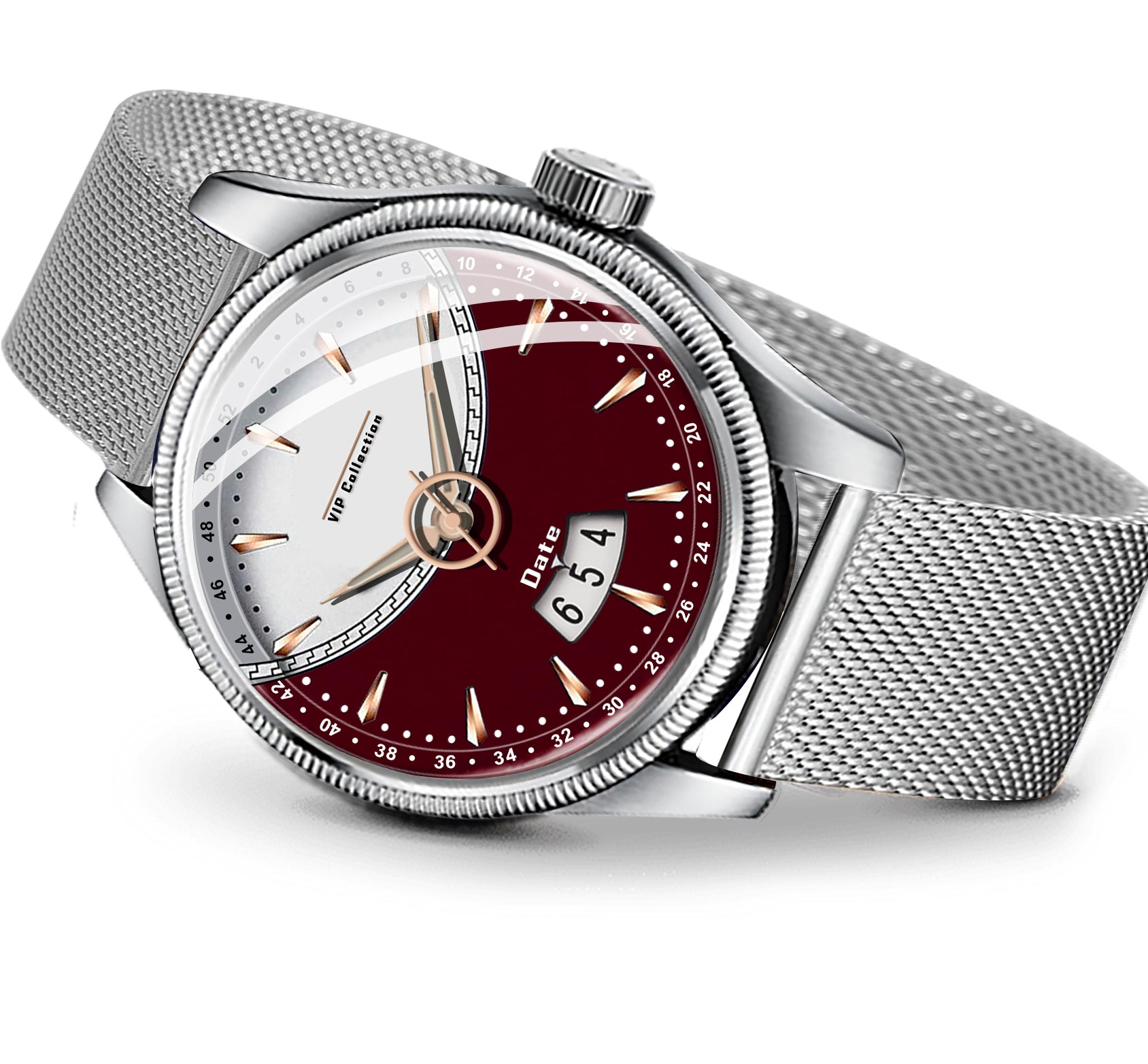 Doublerun DR9002 Men’s Wrist Watch with 3D Glass, Stainless Steel Strap & Unique Date Display