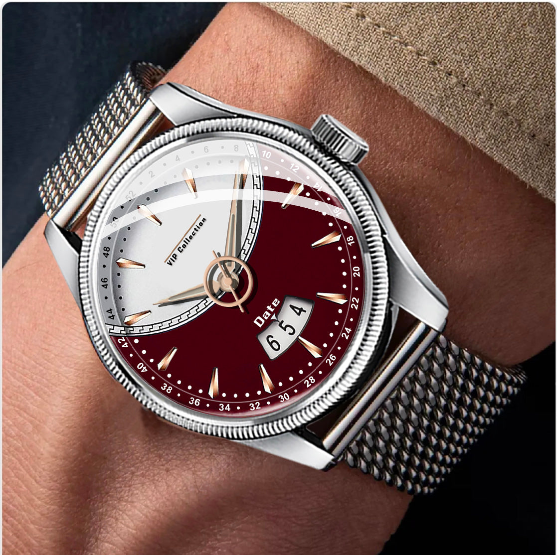 Doublerun DR9002 Men’s Wrist Watch with 3D Glass, Stainless Steel Strap & Unique Date Display