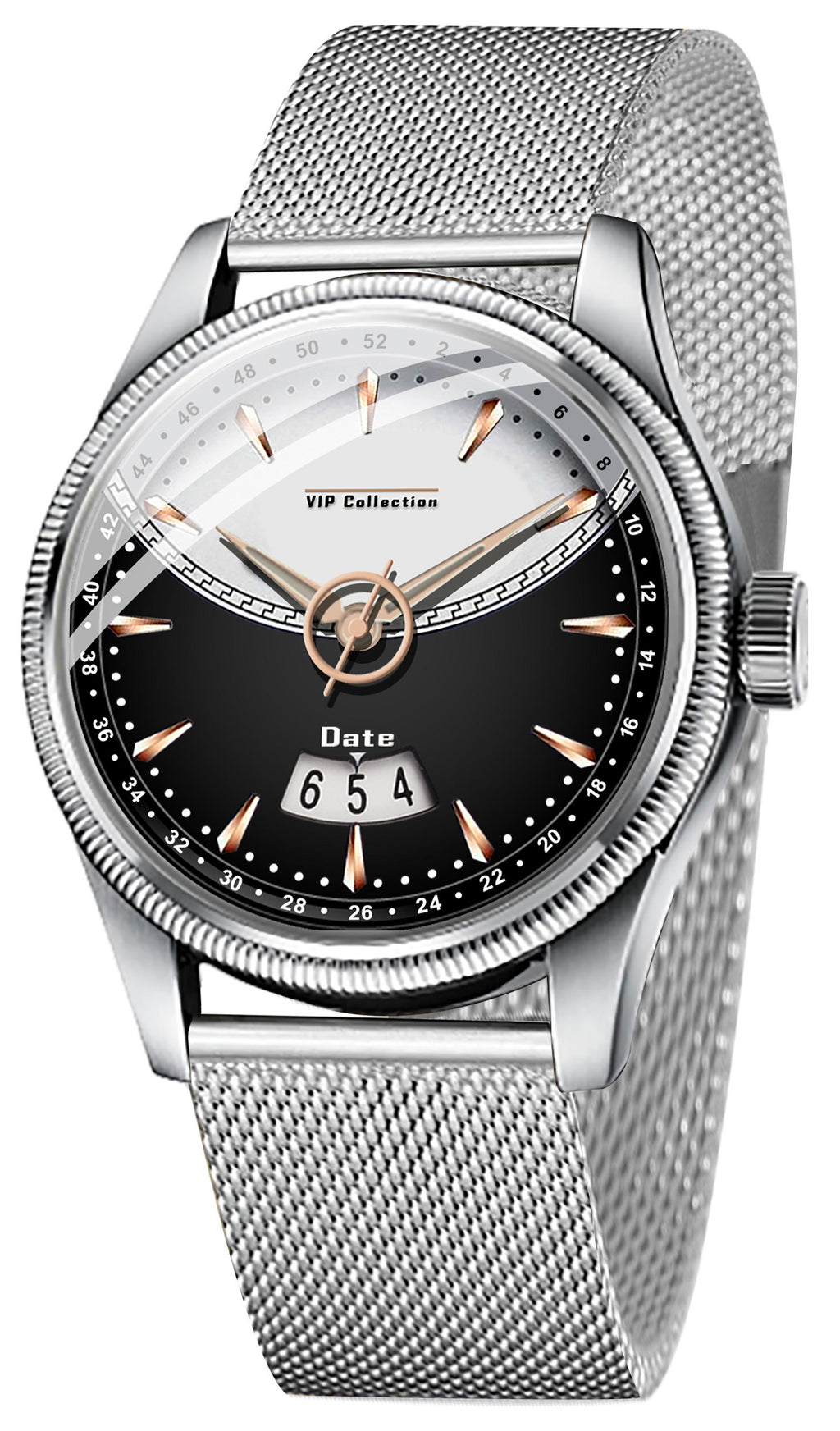 Doublerun DR9003 Men’s Wrist Watch with 3D Glass, Stainless Steel Strap & Unique Date Display