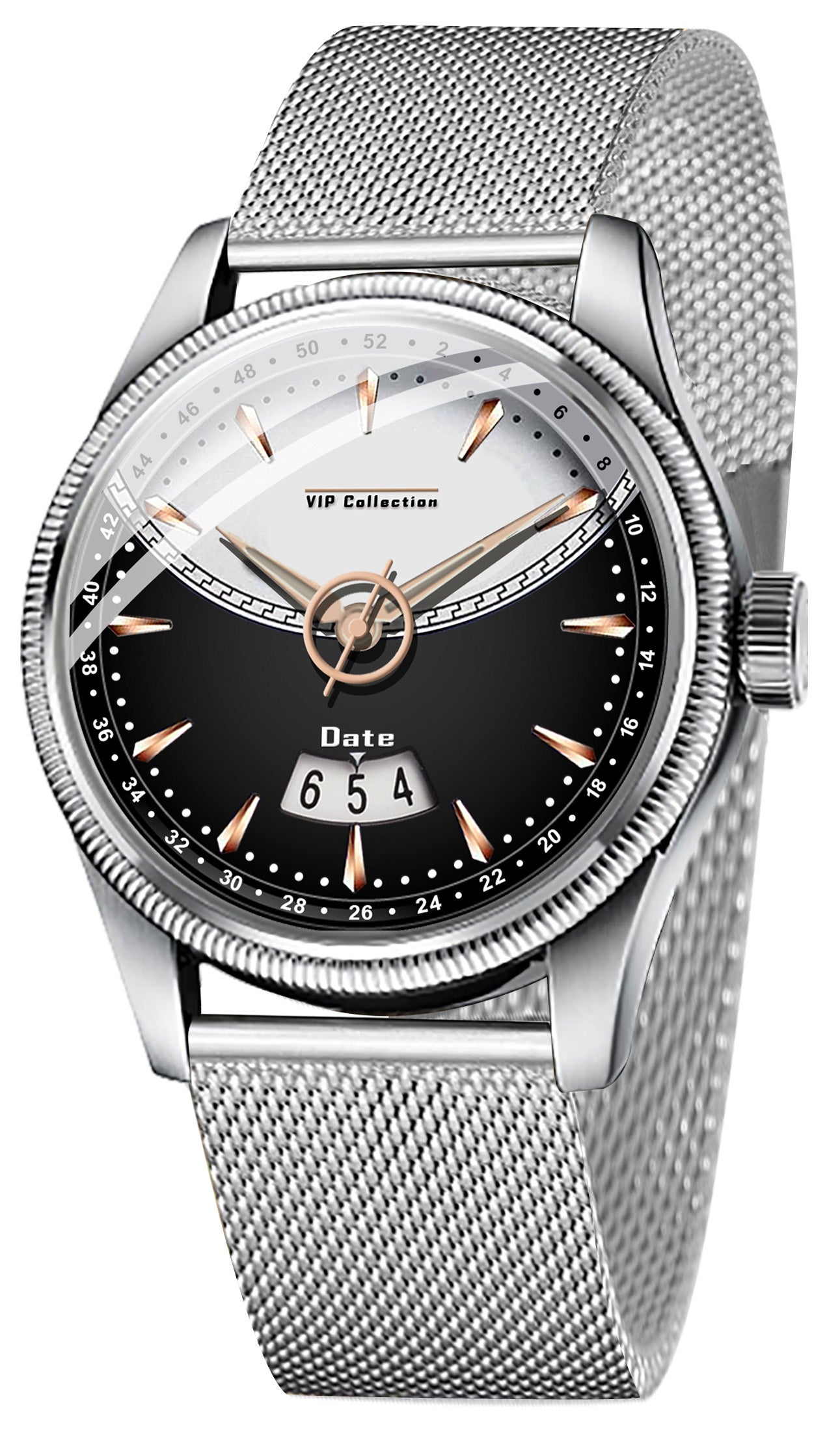 Doublerun DR9003 Men’s Wrist Watch with 3D Glass, Stainless Steel Strap & Unique Date Display