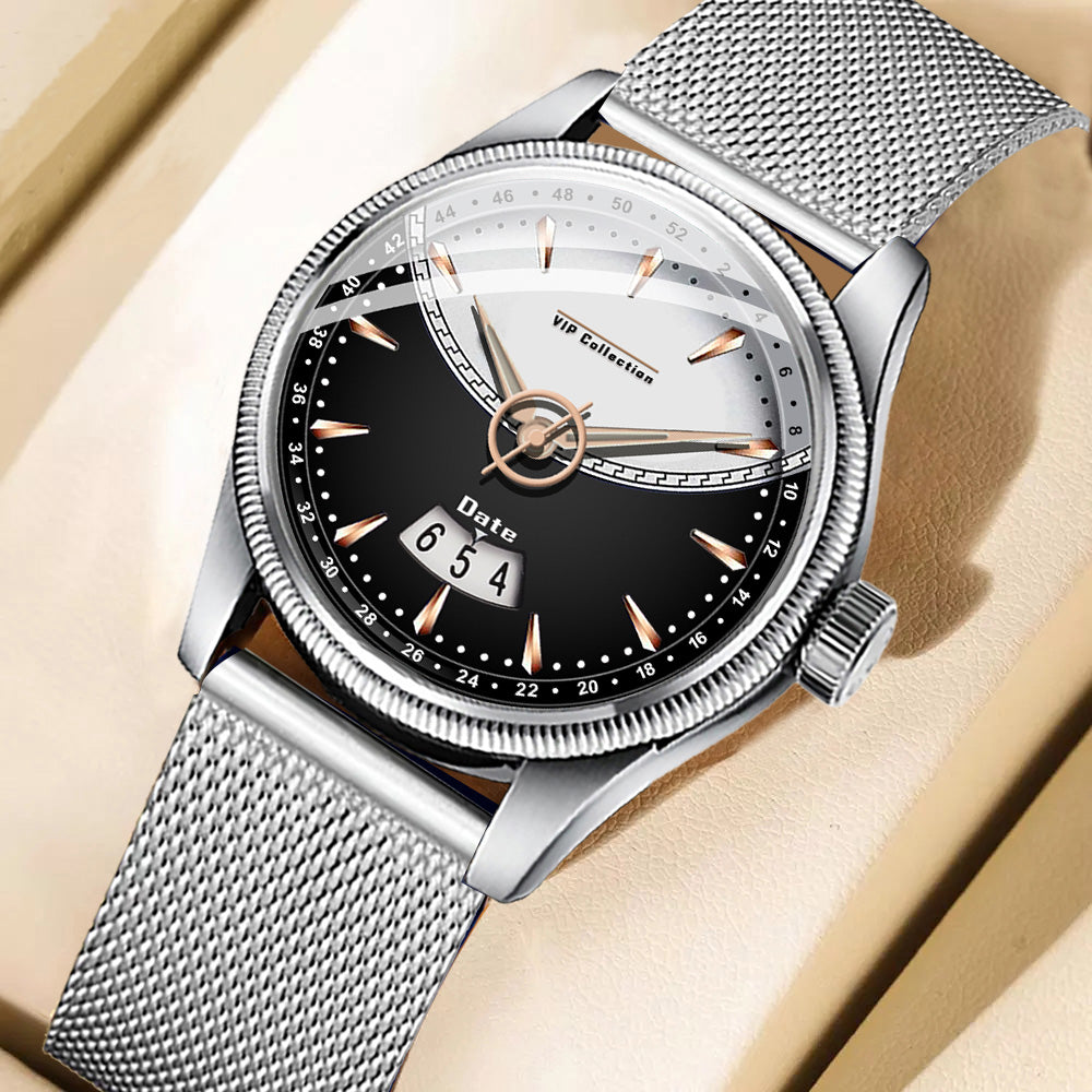 Doublerun DR9003 Men’s Wrist Watch with 3D Glass, Stainless Steel Strap & Unique Date Display