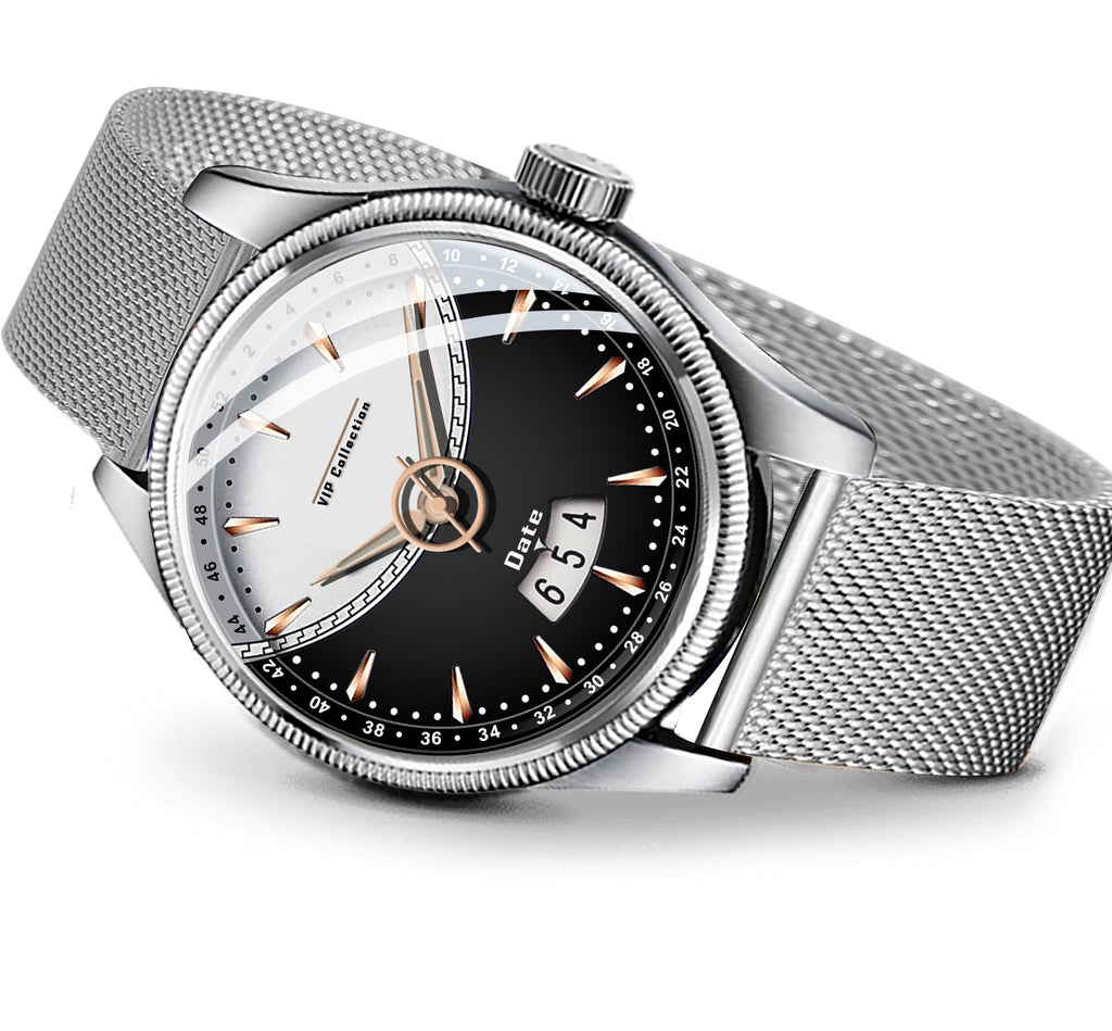 Doublerun DR9003 Men’s Wrist Watch with 3D Glass, Stainless Steel Strap & Unique Date Display