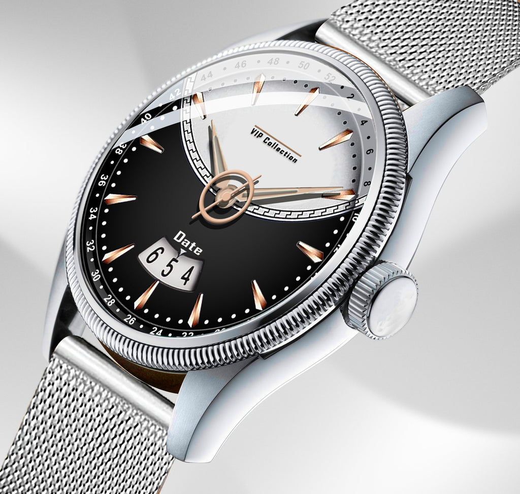 Doublerun DR9003 Men’s Wrist Watch with 3D Glass, Stainless Steel Strap & Unique Date Display