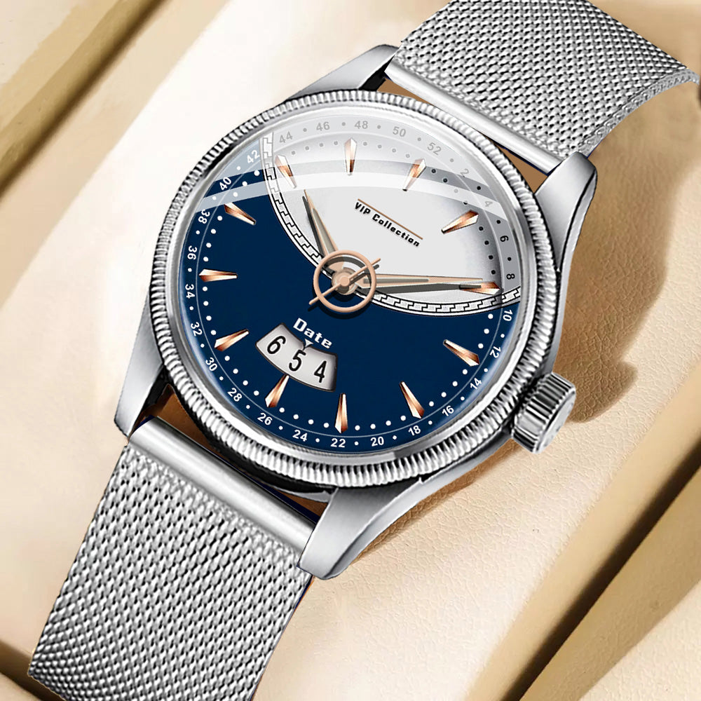 Doublerun DR9004 Men’s Wrist Watch with 3D Glass, Stainless Steel Strap & Unique Date Display