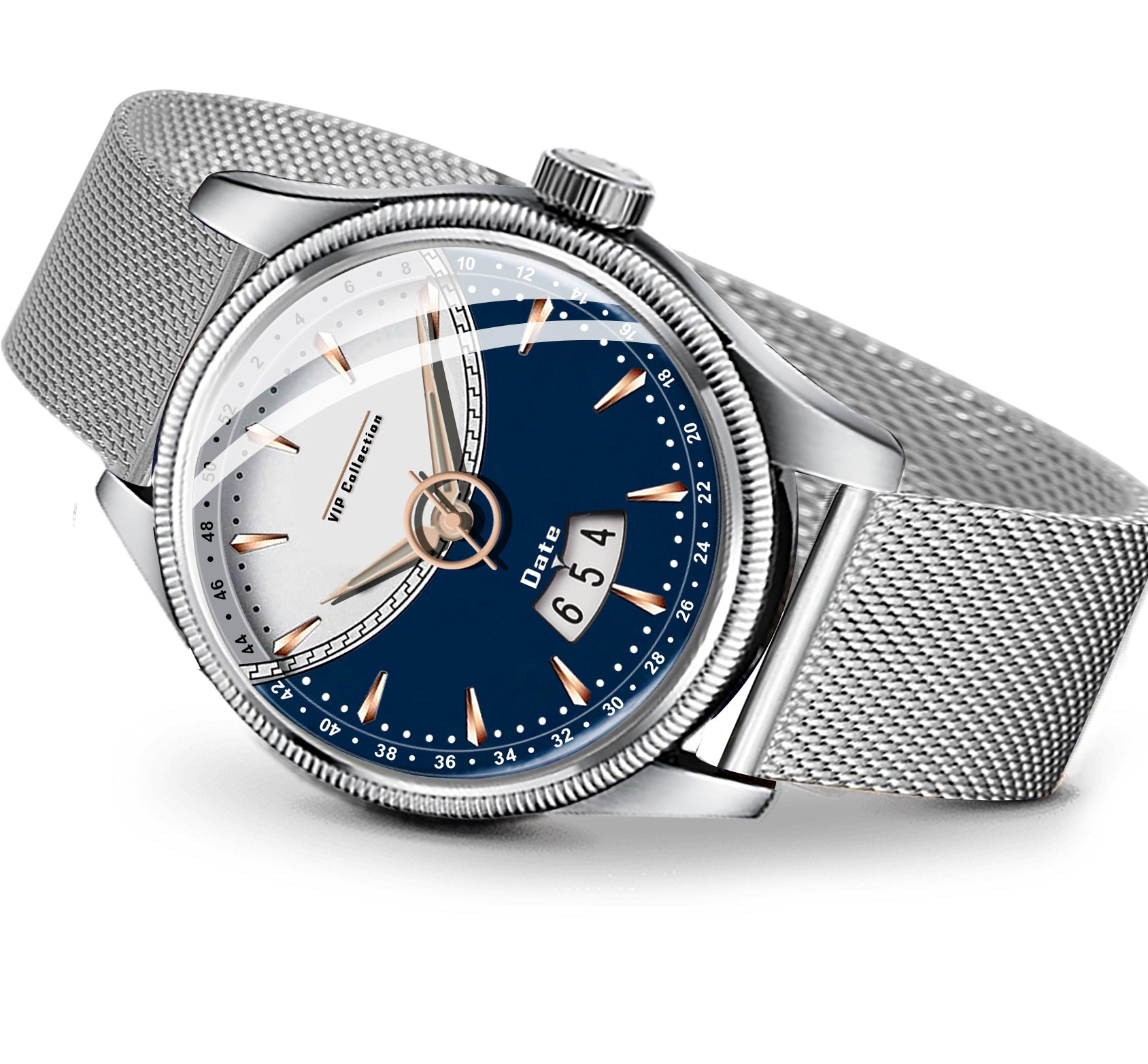 Doublerun DR9004 Men’s Wrist Watch with 3D Glass, Stainless Steel Strap & Unique Date Display