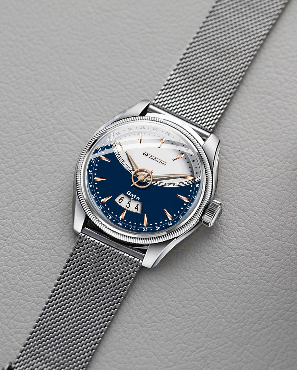 Doublerun DR9004 Men’s Wrist Watch with 3D Glass, Stainless Steel Strap & Unique Date Display