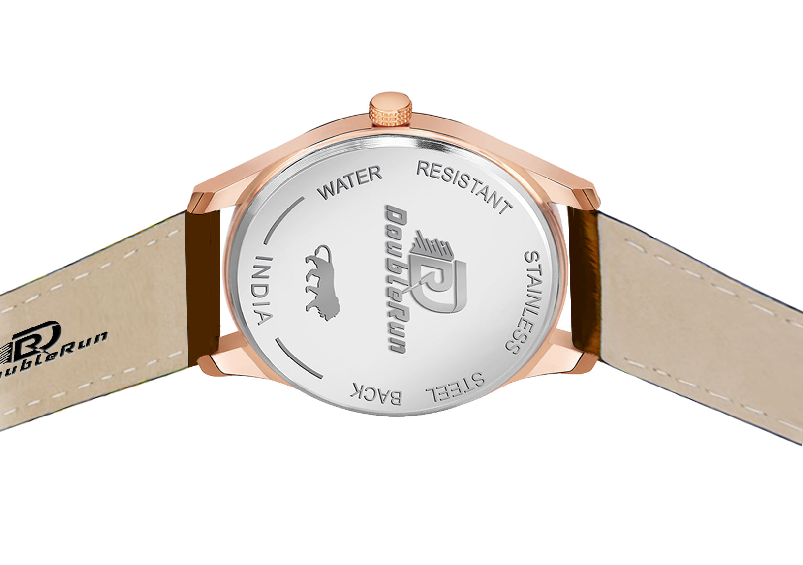 Doublerun DR7002 Men’s Wrist Watch with 3D Glass, Date Feature & Leather Strap