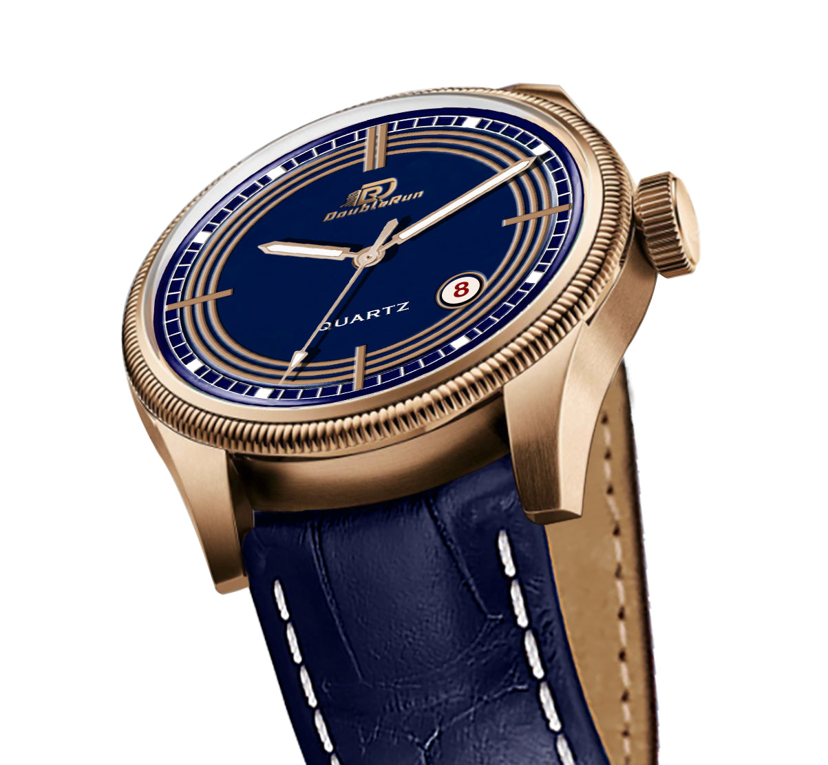 Doublerun DR7003 Men’s Wrist Watch with 3D Glass, Date Feature & Leather Strap